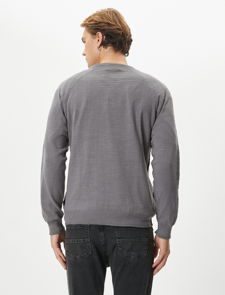   Basic Triko Kazak V Yaka Slim Fit Uzun Kollu Pamuklu