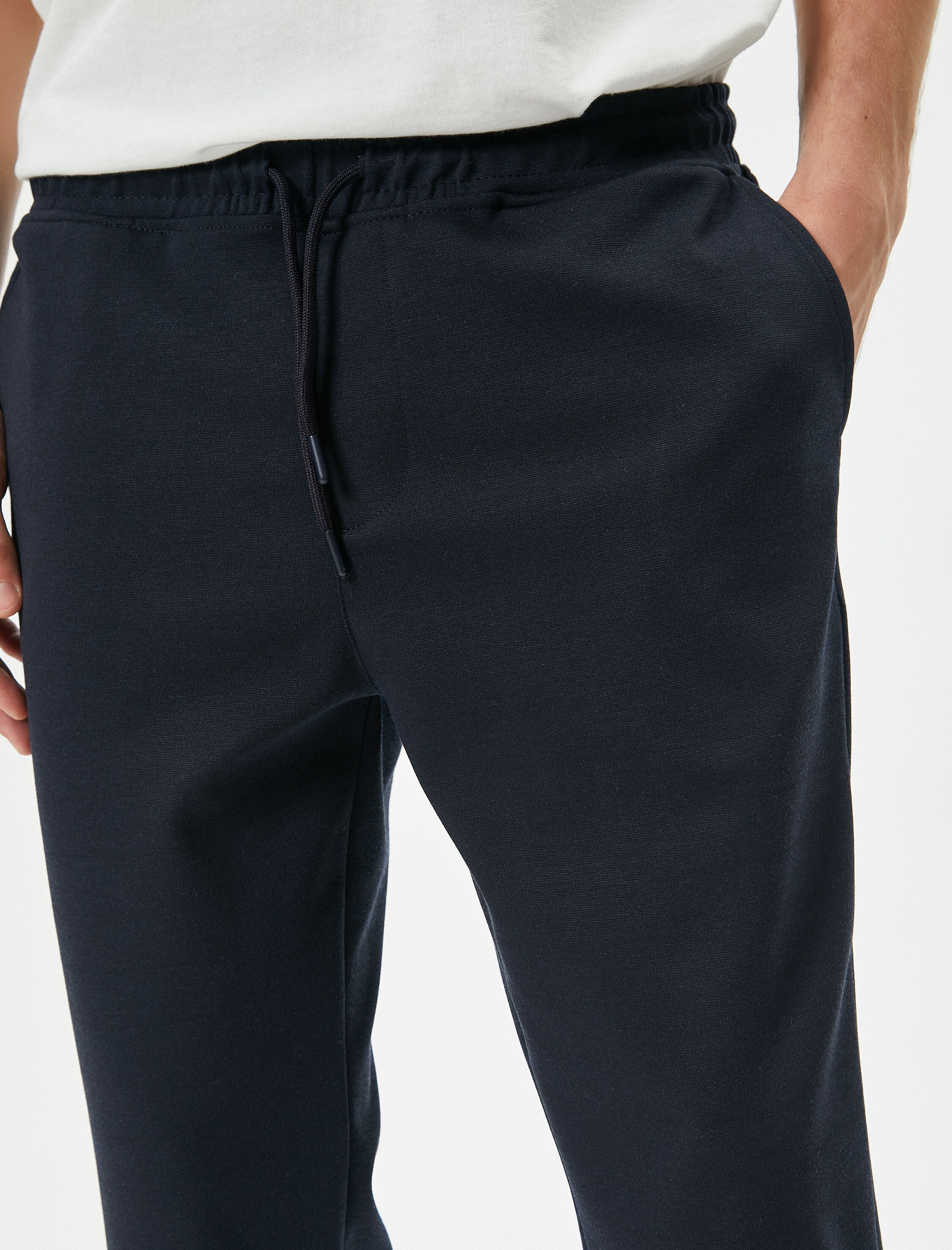   Beli Bağcıklı Pantolon Slim Fit Cep Detaylı Katlı Paça