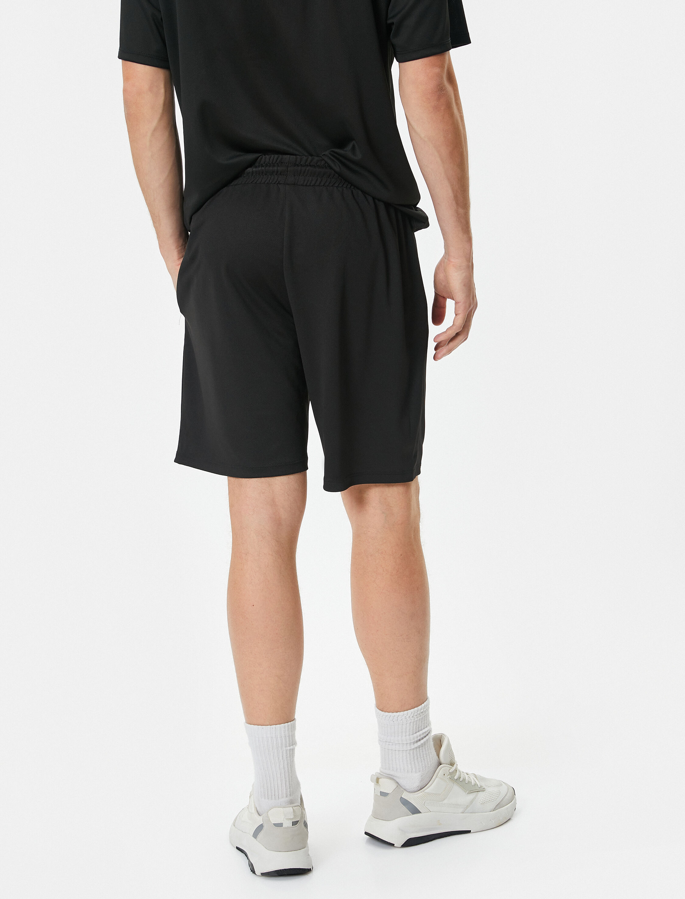   Spor Şort Beli Bağcıklı Slogan Baskılı Cepli