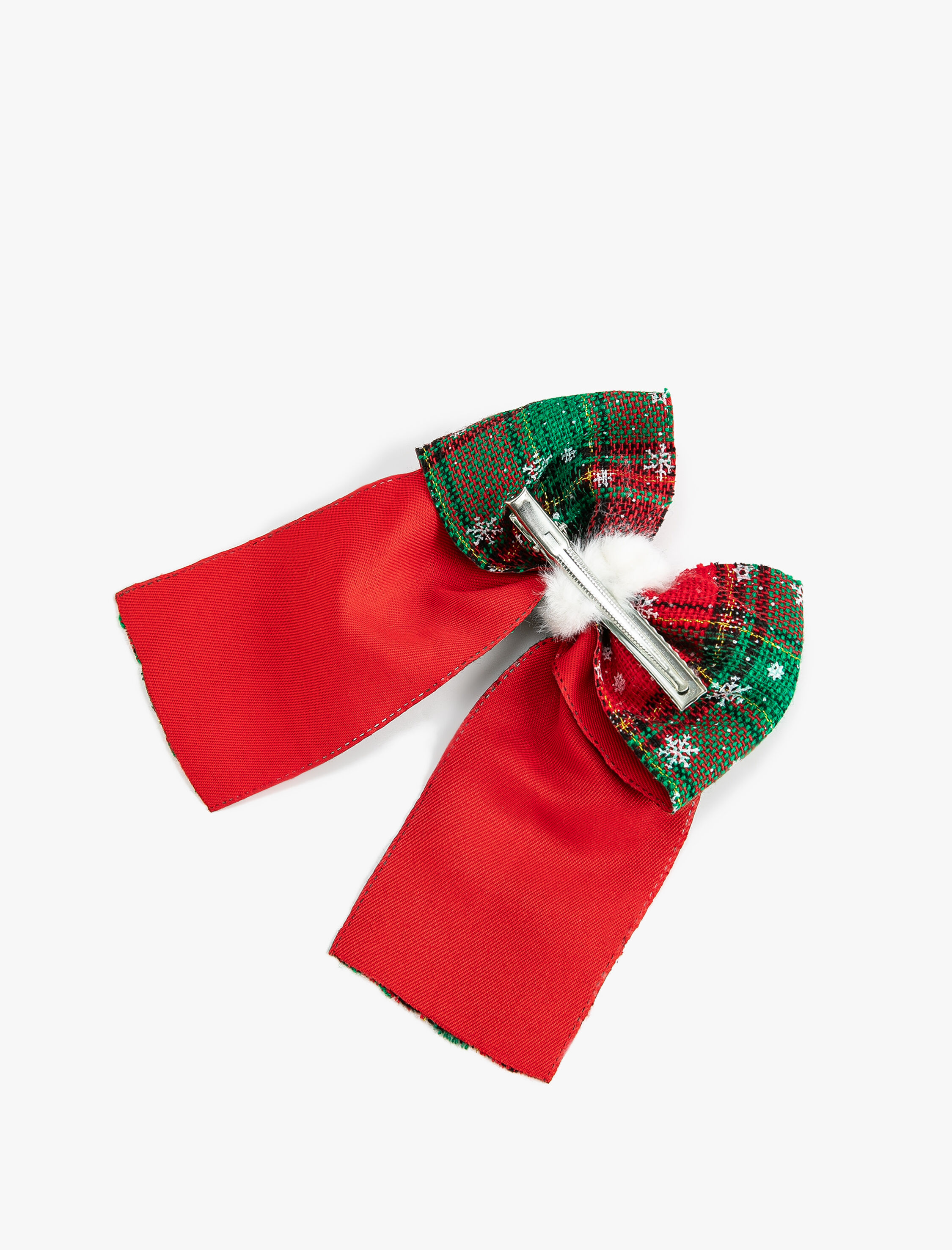  Kadın Yılbaşı Temalı Ekoseli Klipsli Fiyonklu Toka