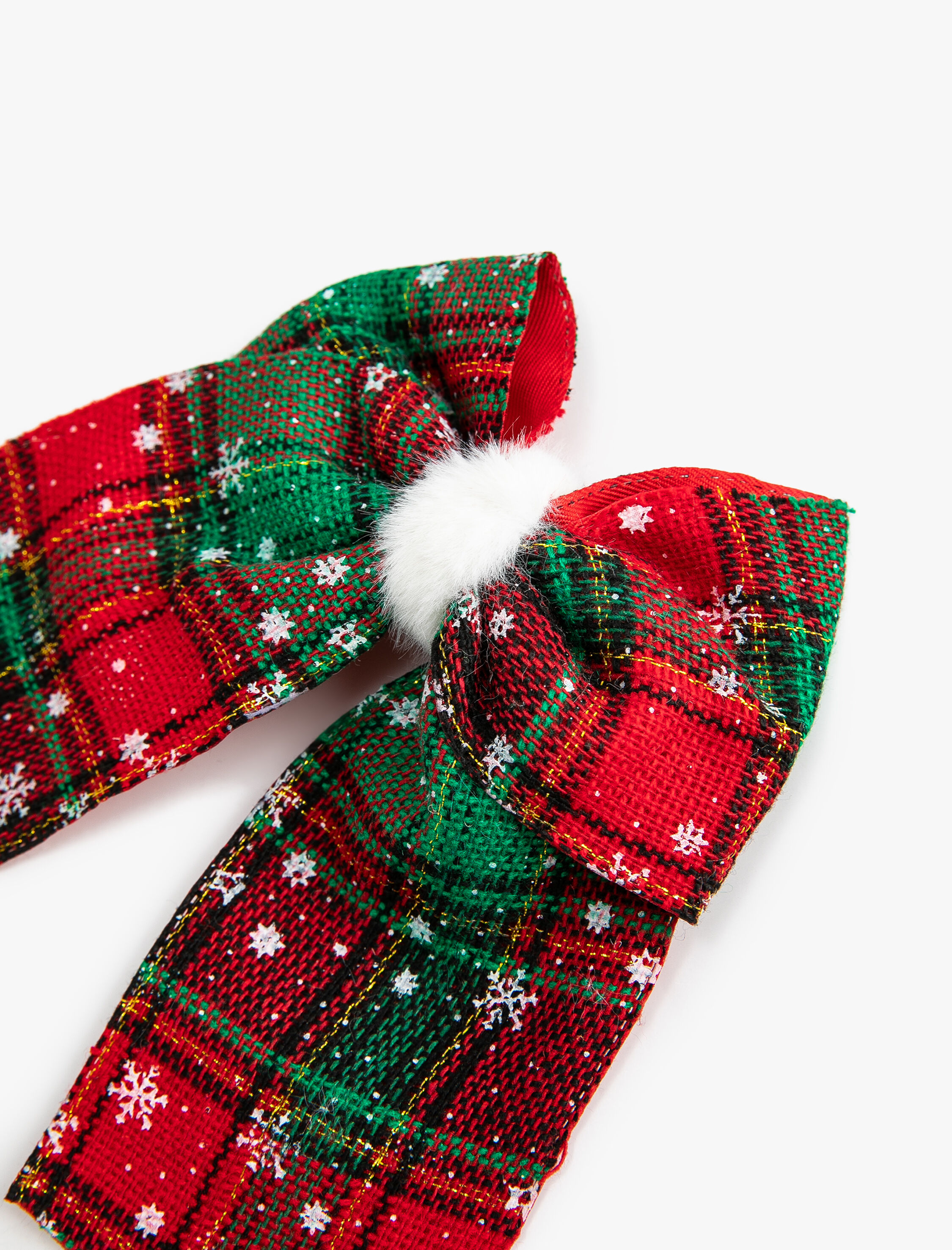  Kadın Yılbaşı Temalı Ekoseli Klipsli Fiyonklu Toka