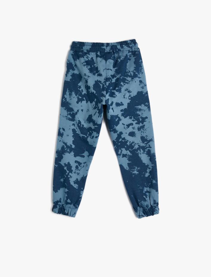 Erkek Çocuk Jogger Eşofman Altı Batik Desenli Beli Bağlamalı Pamuklu Şardonlu