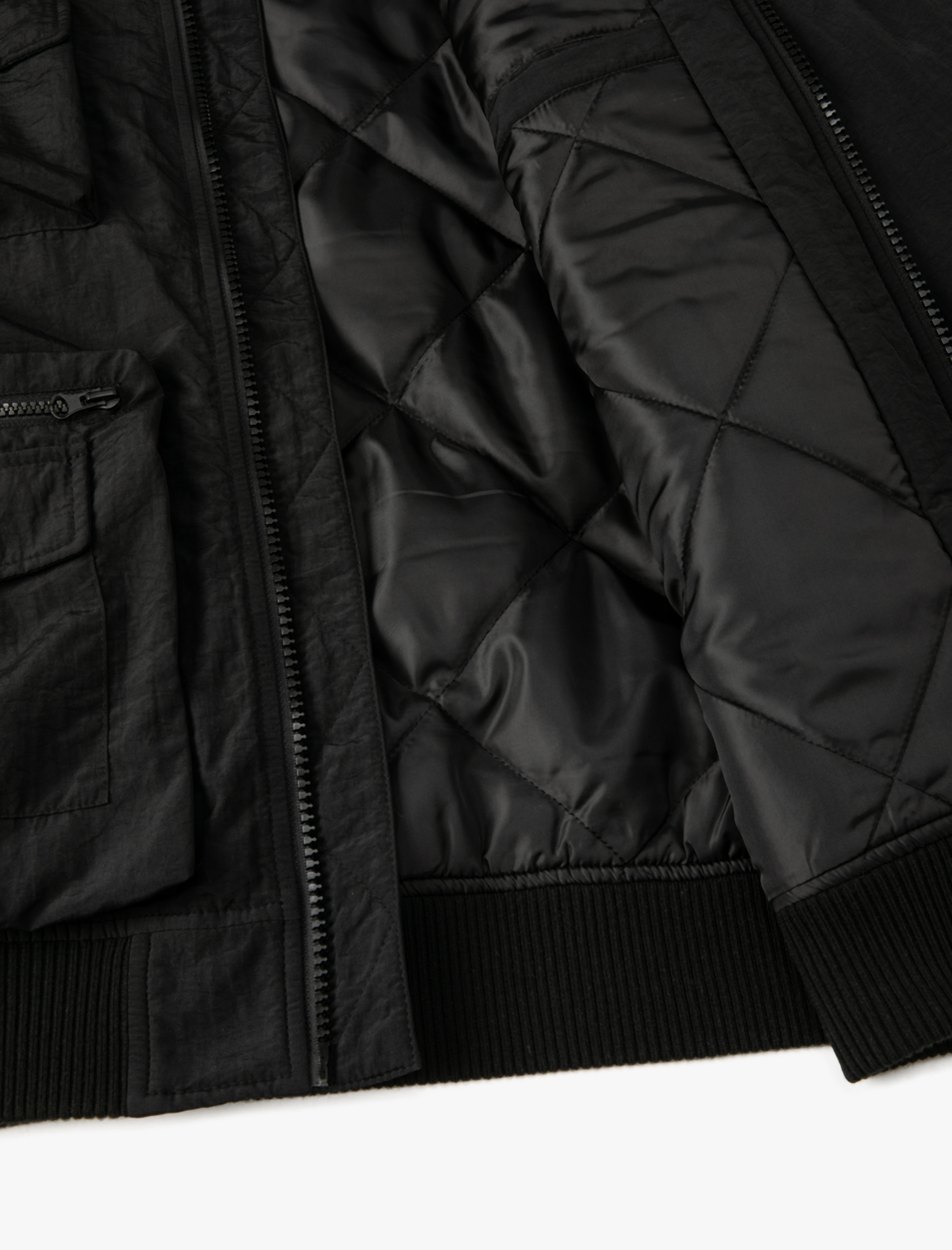 Bomber Ceket Kolej Yaka Cep Detaylı Fermuarlı