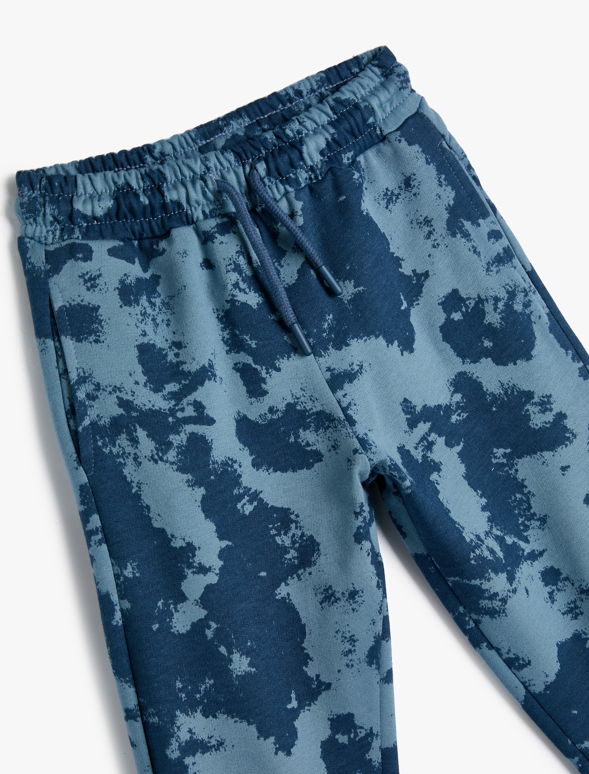 Erkek Çocuk Jogger Eşofman Altı Batik Desenli Beli Bağlamalı Pamuklu Şardonlu