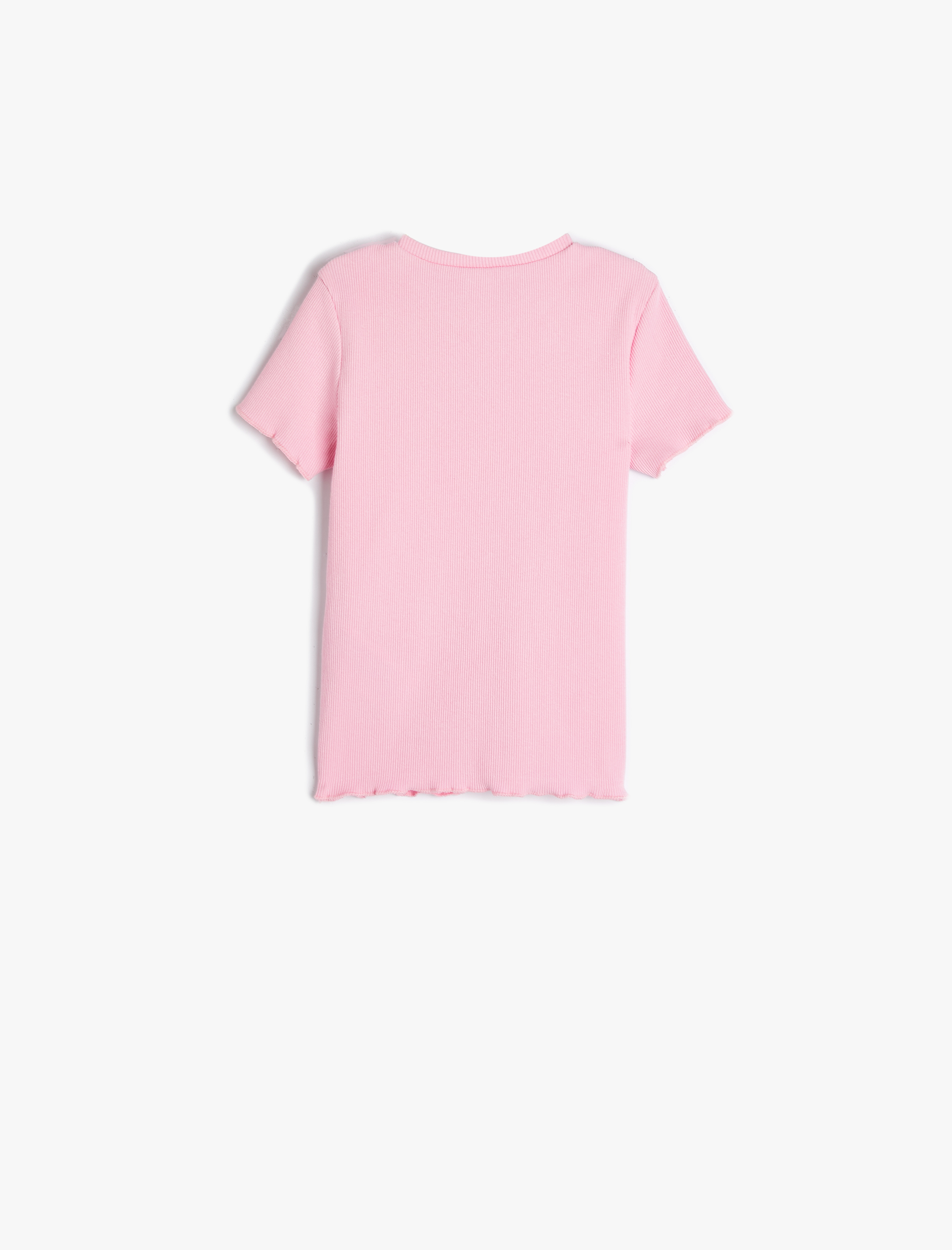  Kız Bebek Tişört Kısa Kollu Bisiklet Yaka Ribanalı İşleme Detaylı Pamuklu