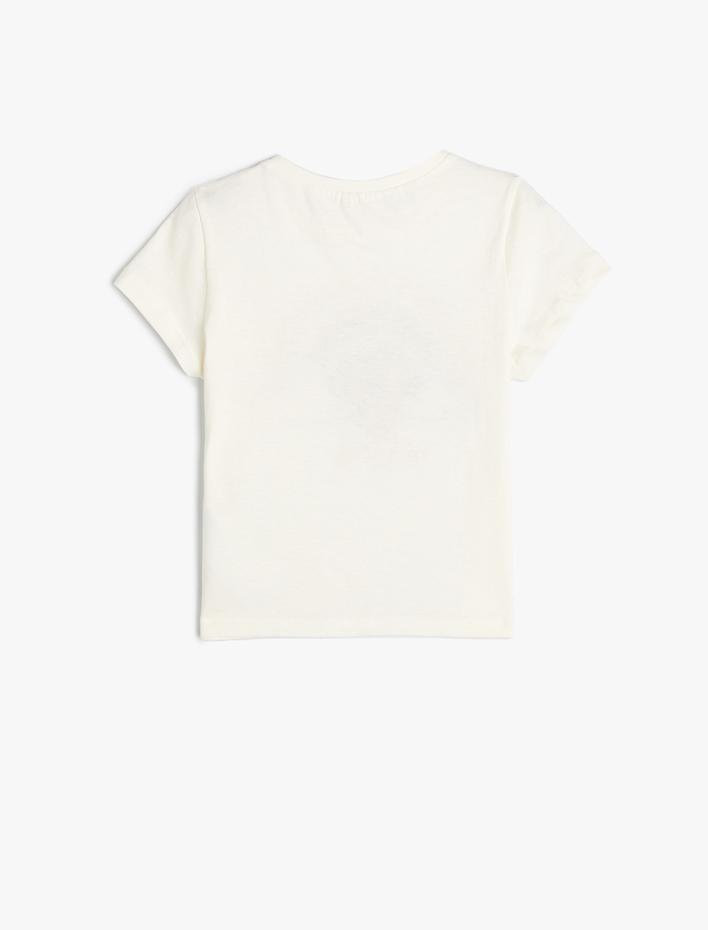 Kız Çocuk Tişört Çilek Baskılı Kısa Kollu Bisiklet Yaka Pamuklu