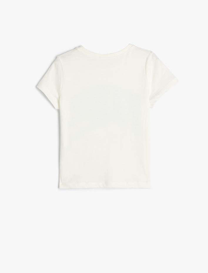 Kız Çocuk Tişört Paris Şehir Baskılı Kısa Kollu Bisiklet Yaka Pamuklu