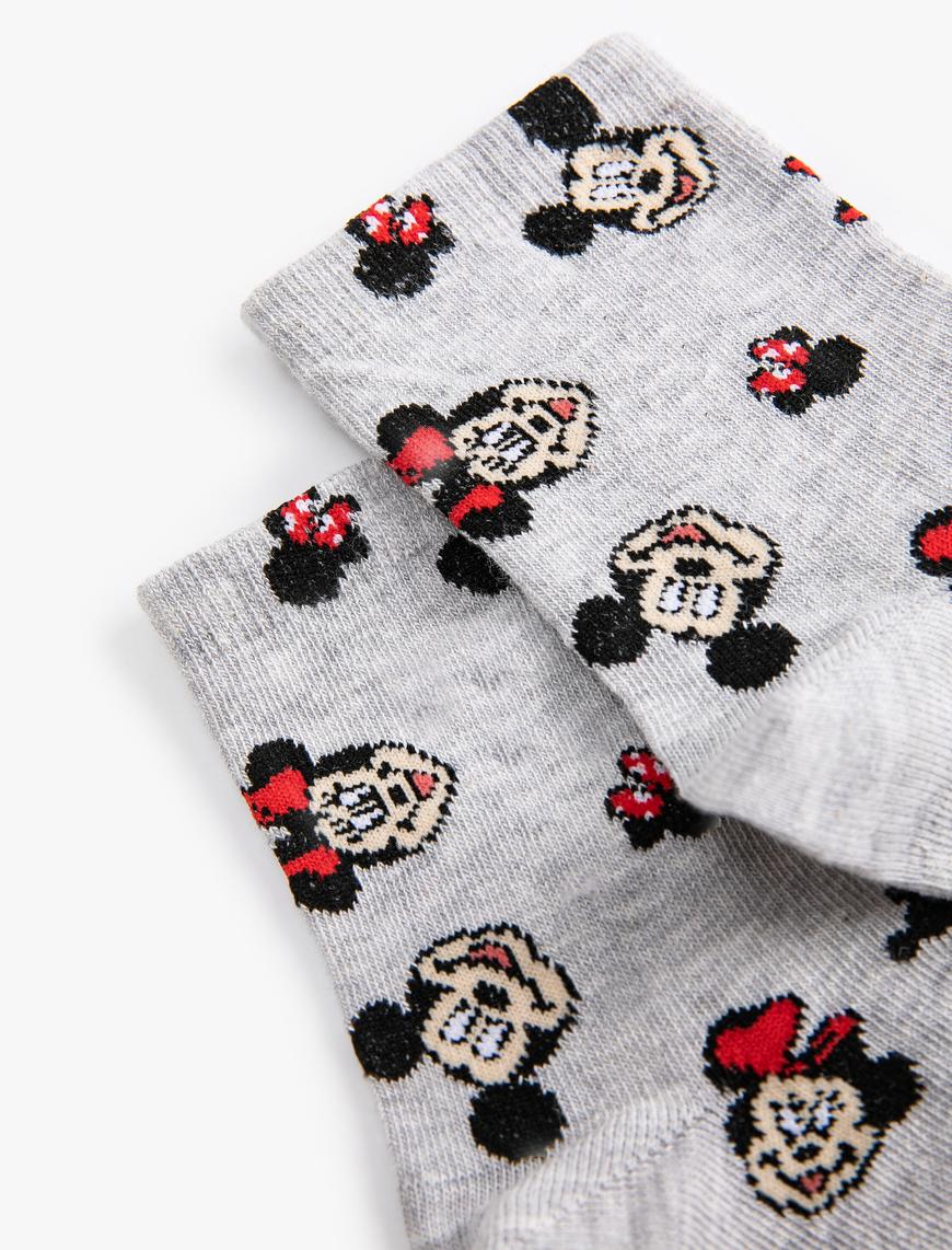  Kadın Mickey Mouse Soket Çorap Lisanslı Desenli