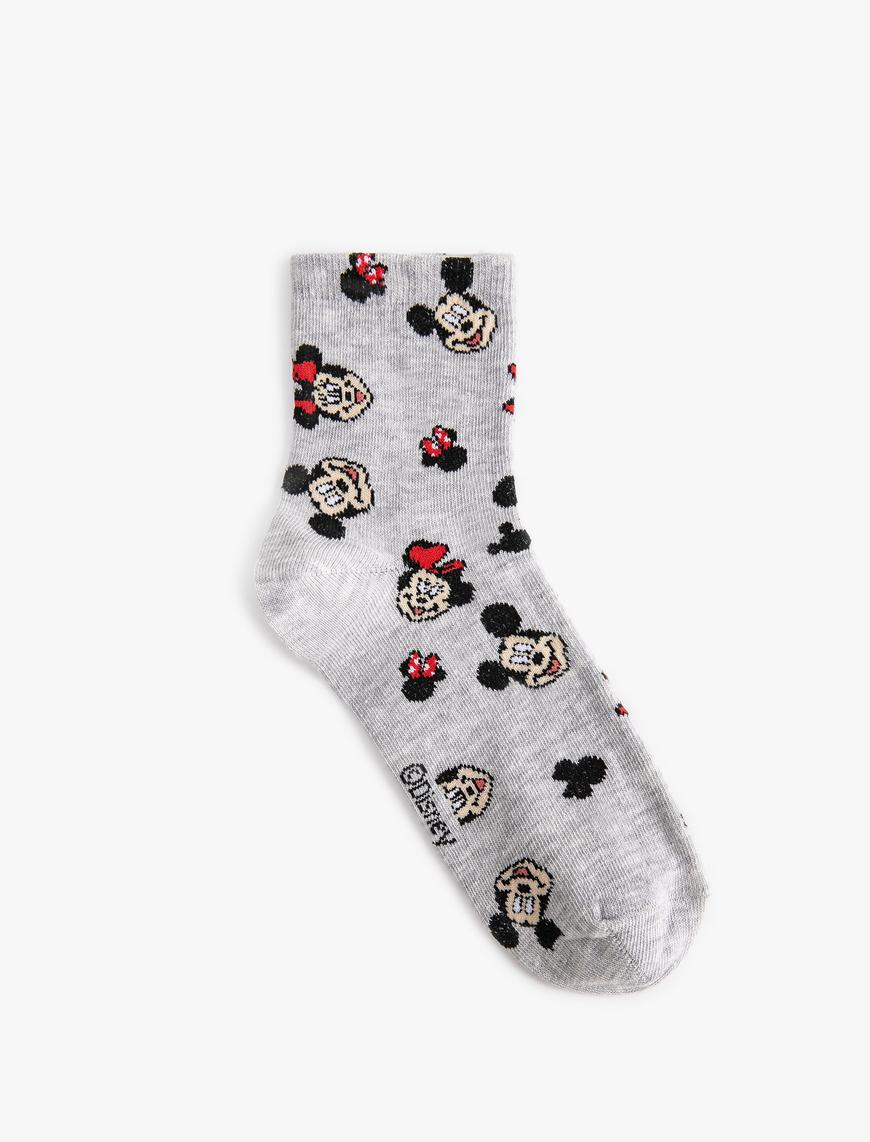  Kadın Mickey Mouse Soket Çorap Lisanslı Desenli