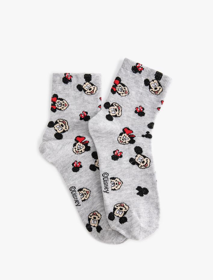 Kadın Mickey Mouse Soket Çorap Lisanslı Desenli