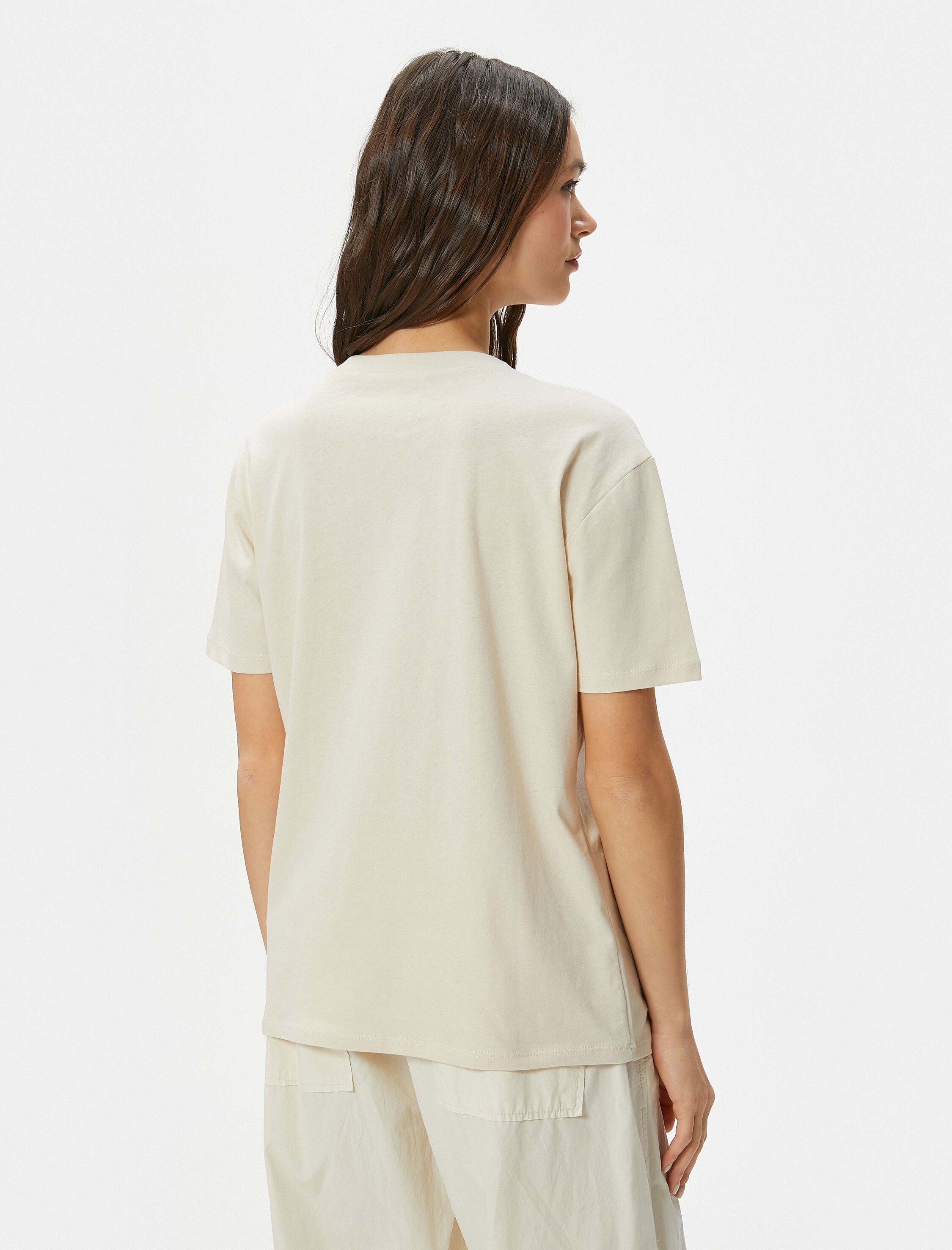   Baskılı Tişört Kısa Kollu Bisiklet Yaka Pamuklu