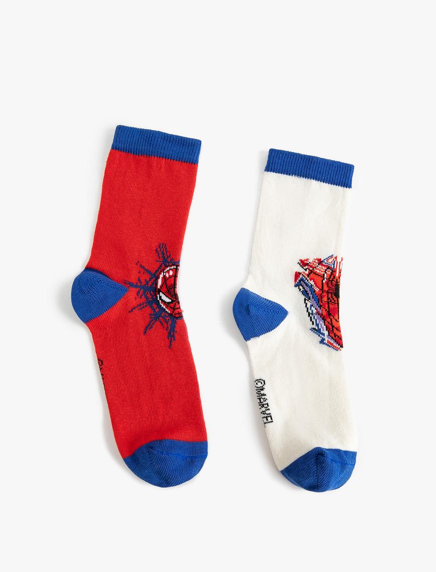  Erkek Çocuk 2'li Spider Man Baskılı Çorap Seti Lisanslı