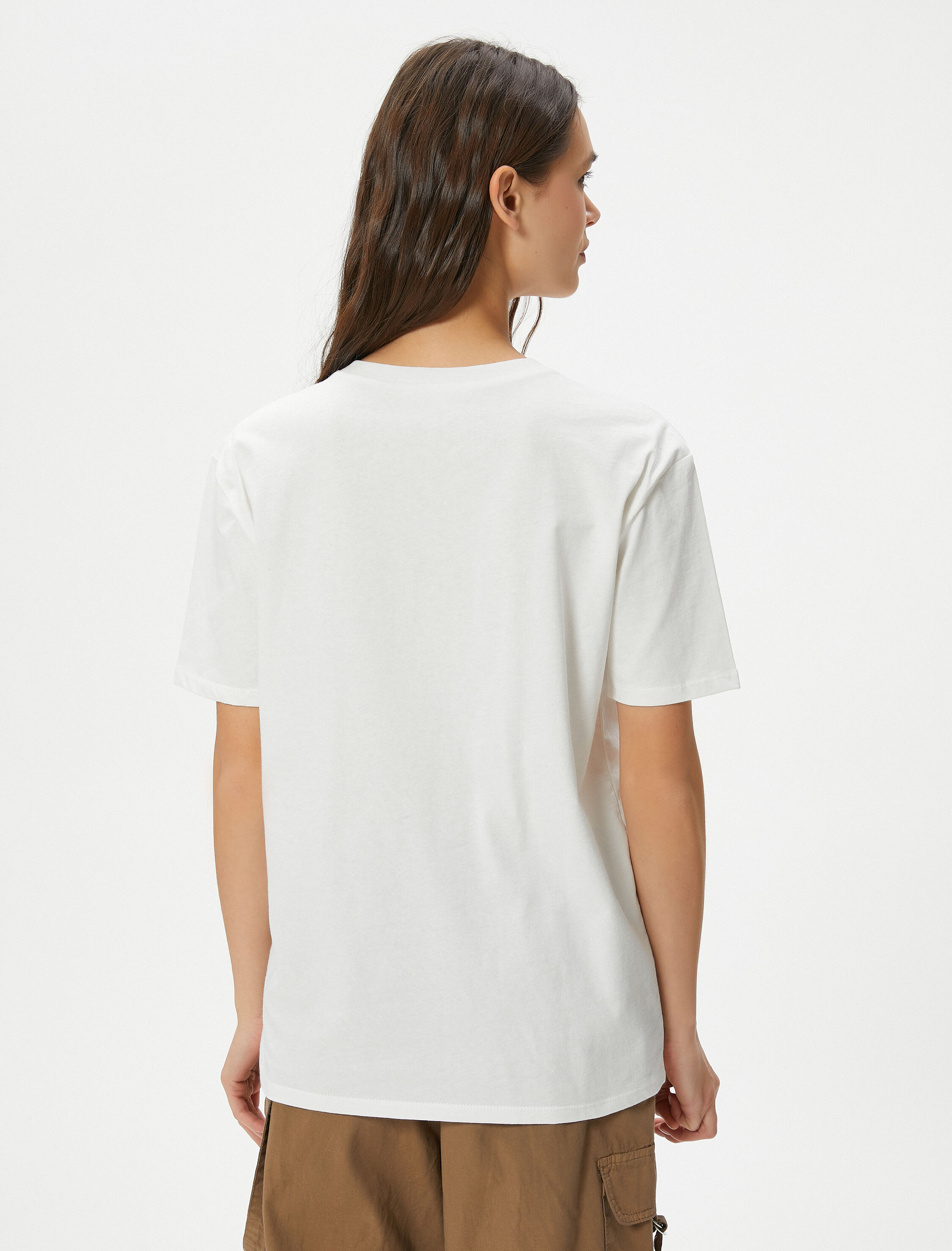   Kolej Tişört Baskılı Kısa Kollu Bisiklet Yaka Pamuklu