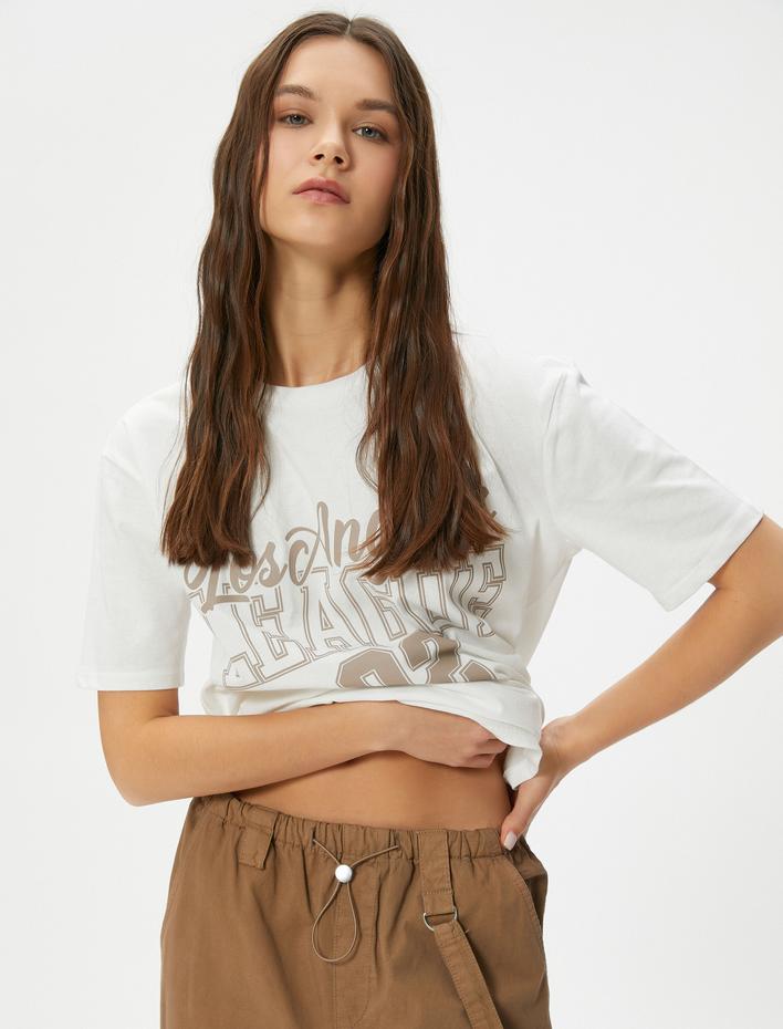  Kolej Tişört Baskılı Kısa Kollu Bisiklet Yaka Pamuklu