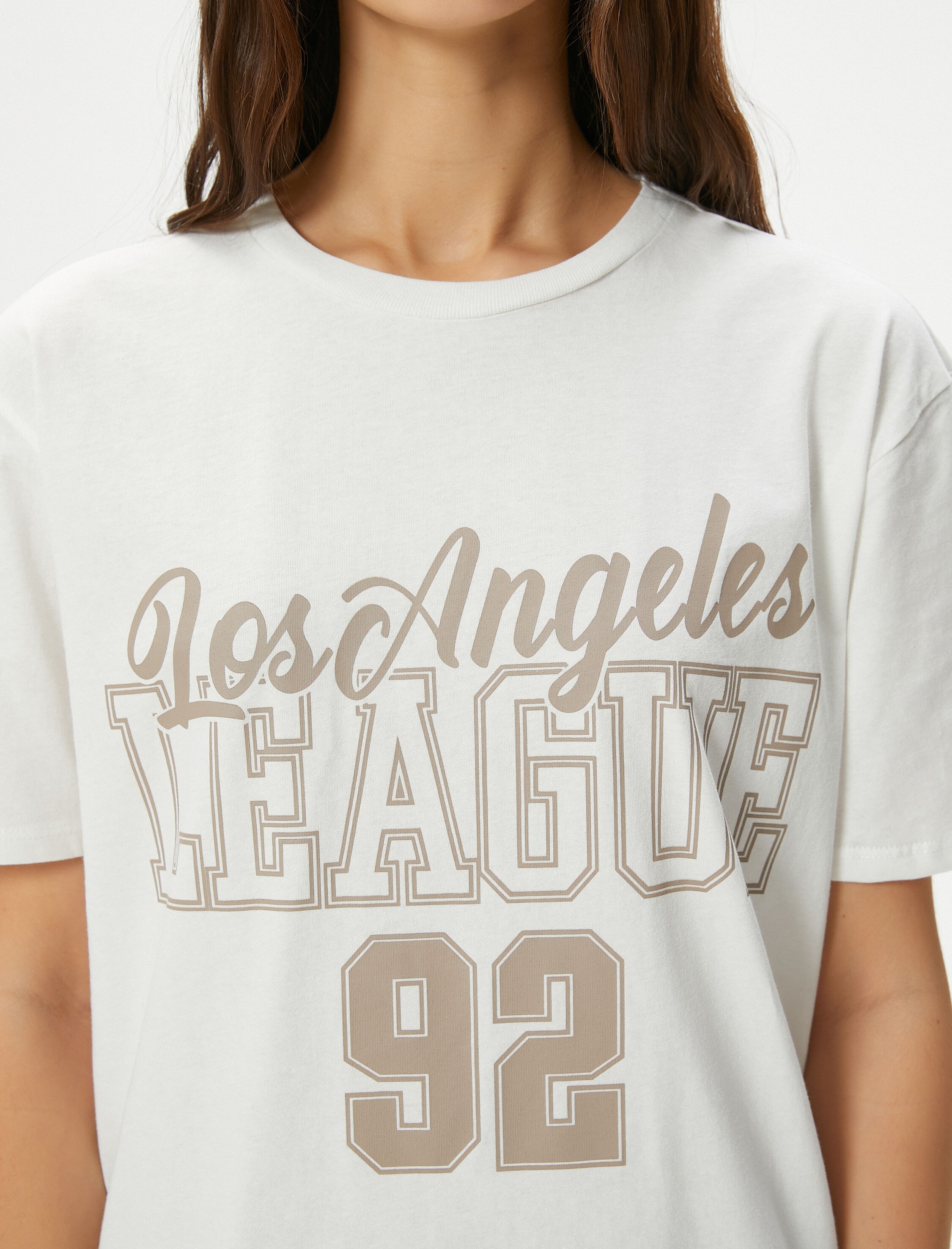   Kolej Tişört Baskılı Kısa Kollu Bisiklet Yaka Pamuklu