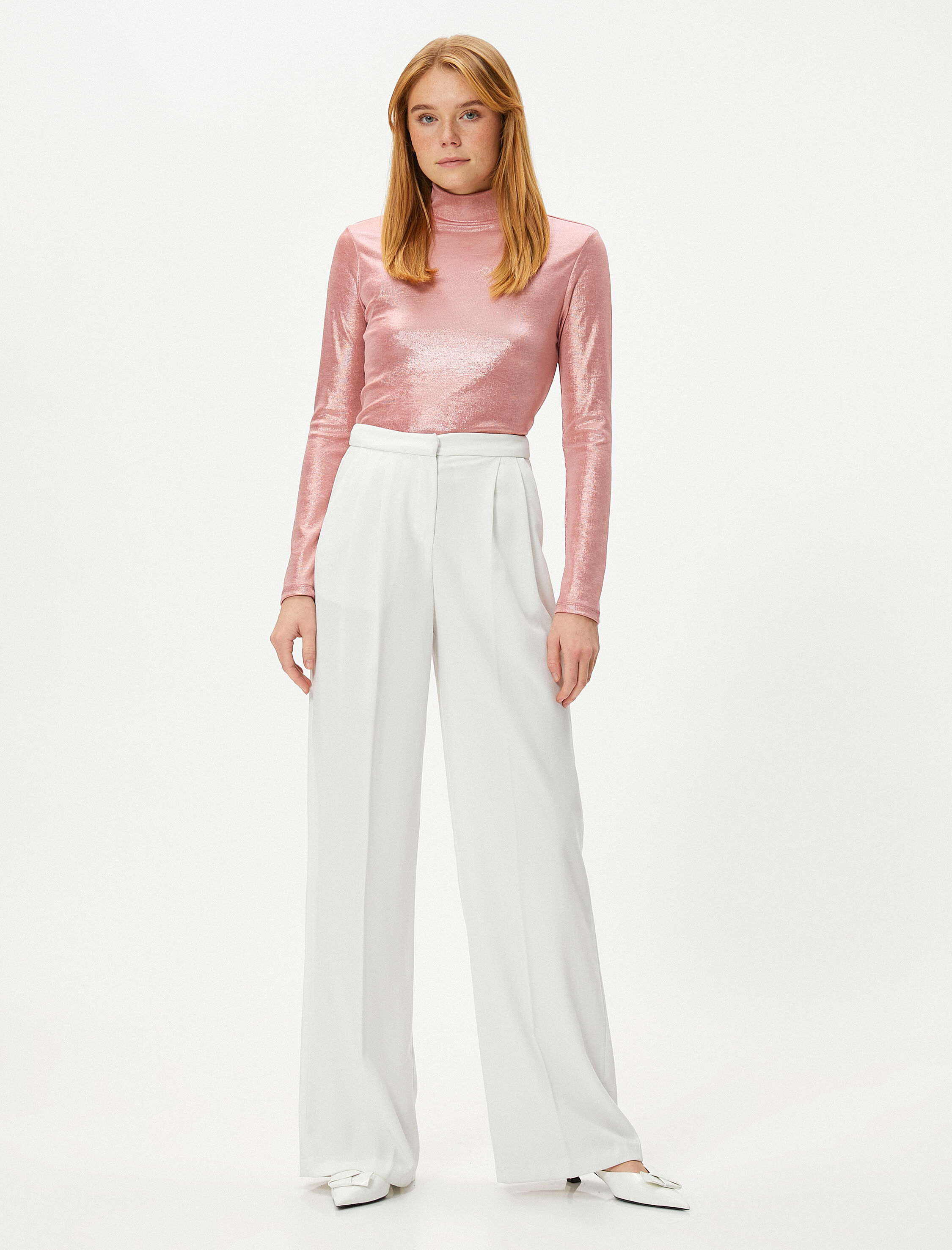   Uzun Kollu Tişört Dik Yaka Metalik