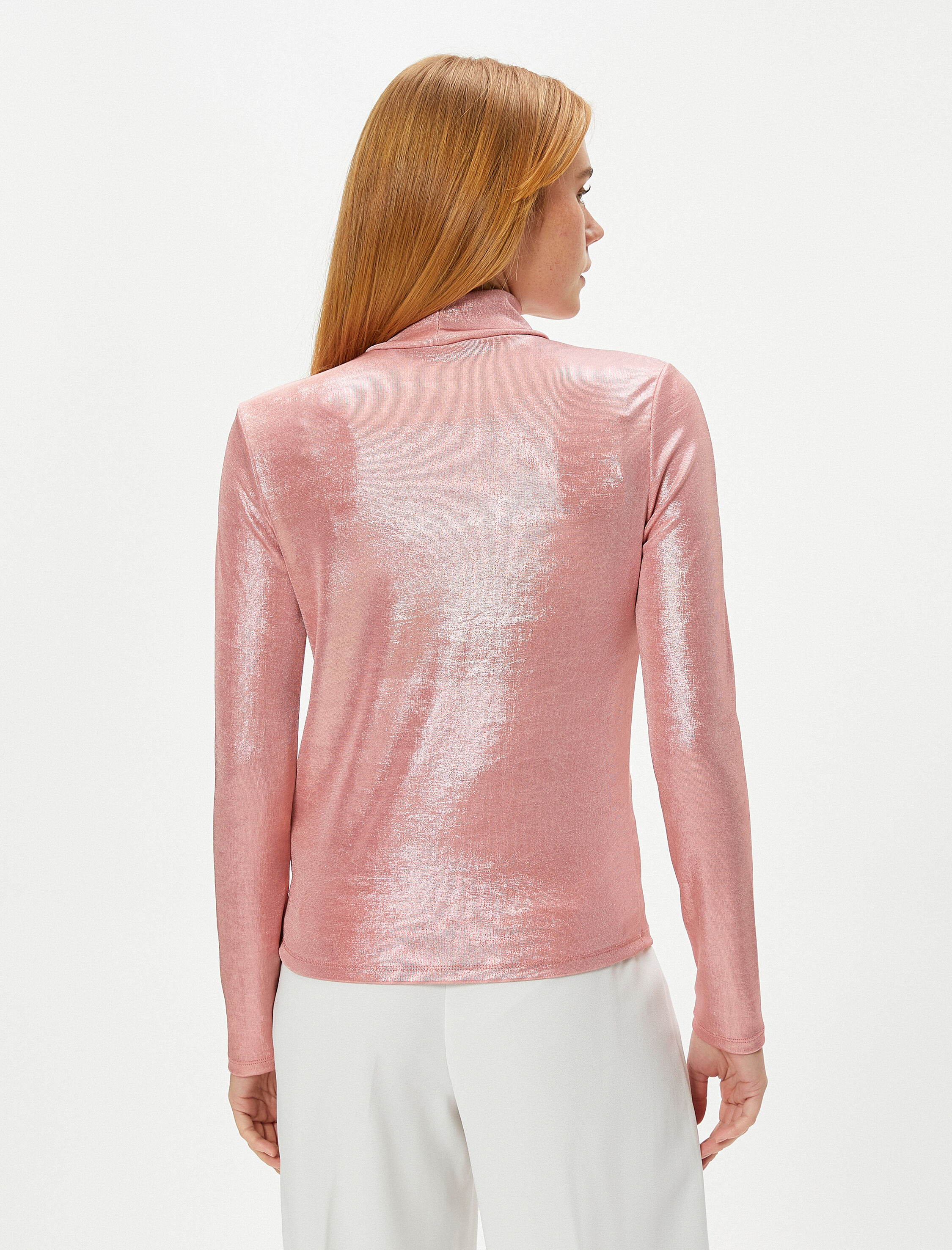   Uzun Kollu Tişört Dik Yaka Metalik