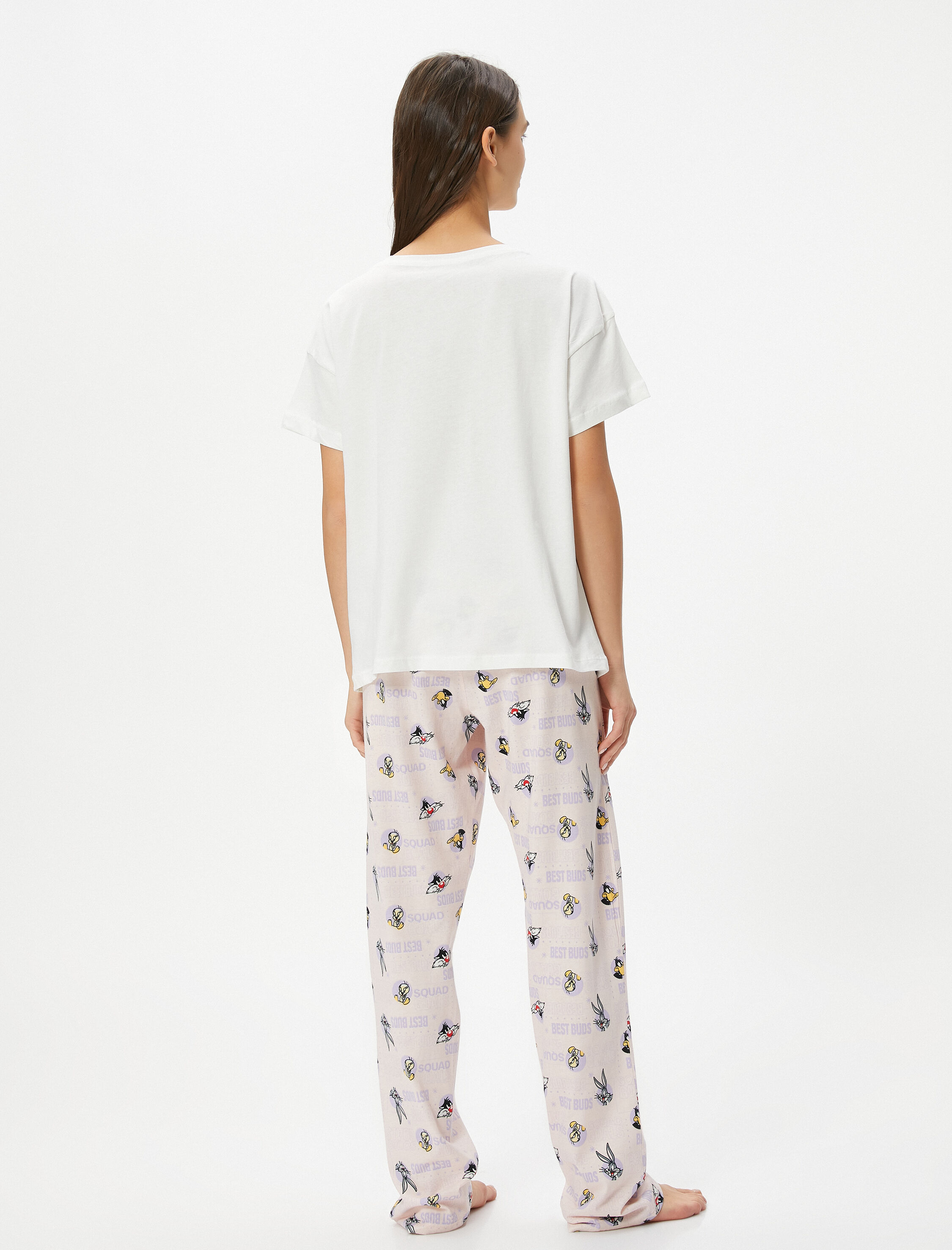   Looney Tunes Lisanslı Pijama Takımı Baskılı Bisiklet Yaka Pamuklu