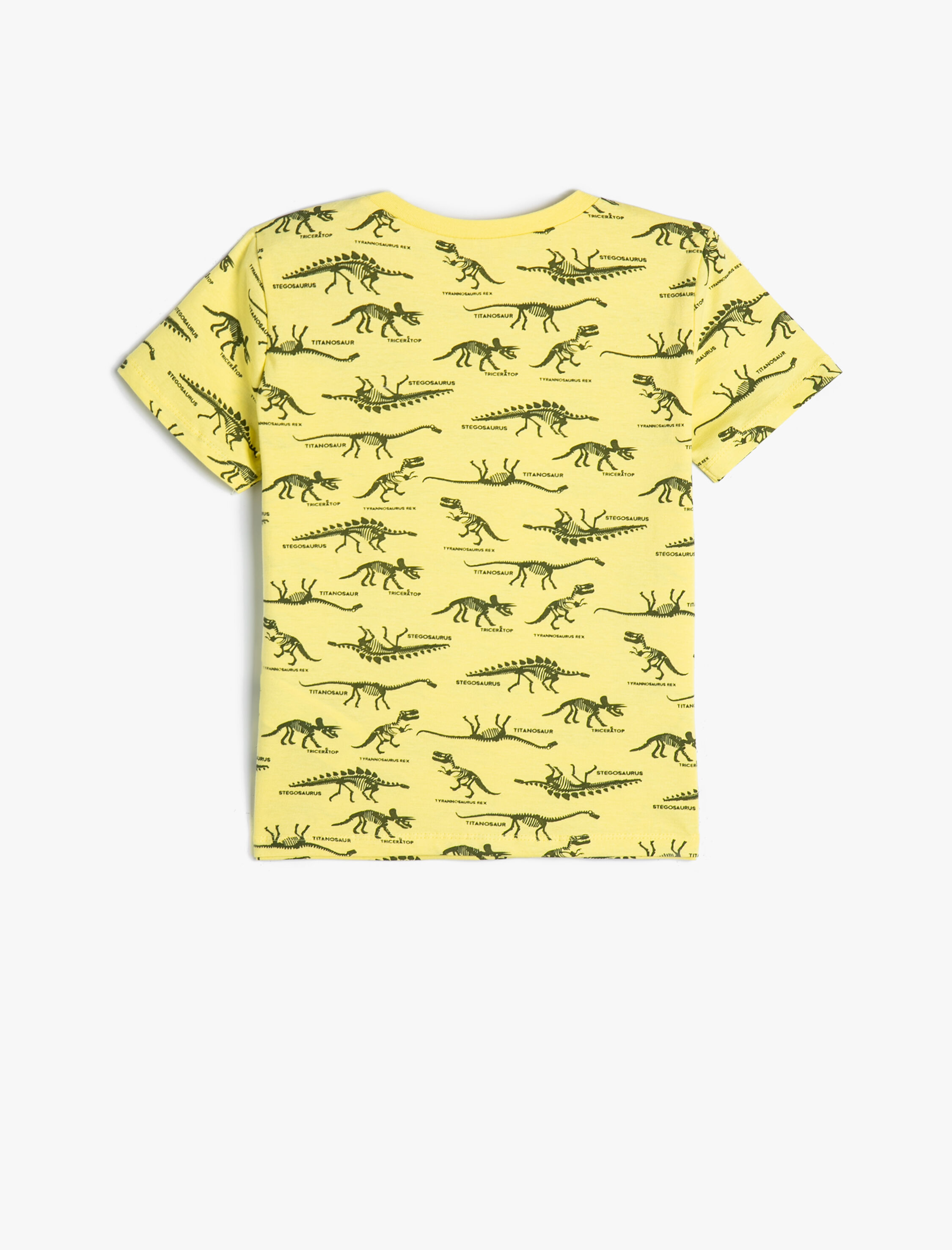  Erkek Çocuk Dinozor Baskılı Tişört Kısa Kollu Bisiklet Yaka Pamuklu
