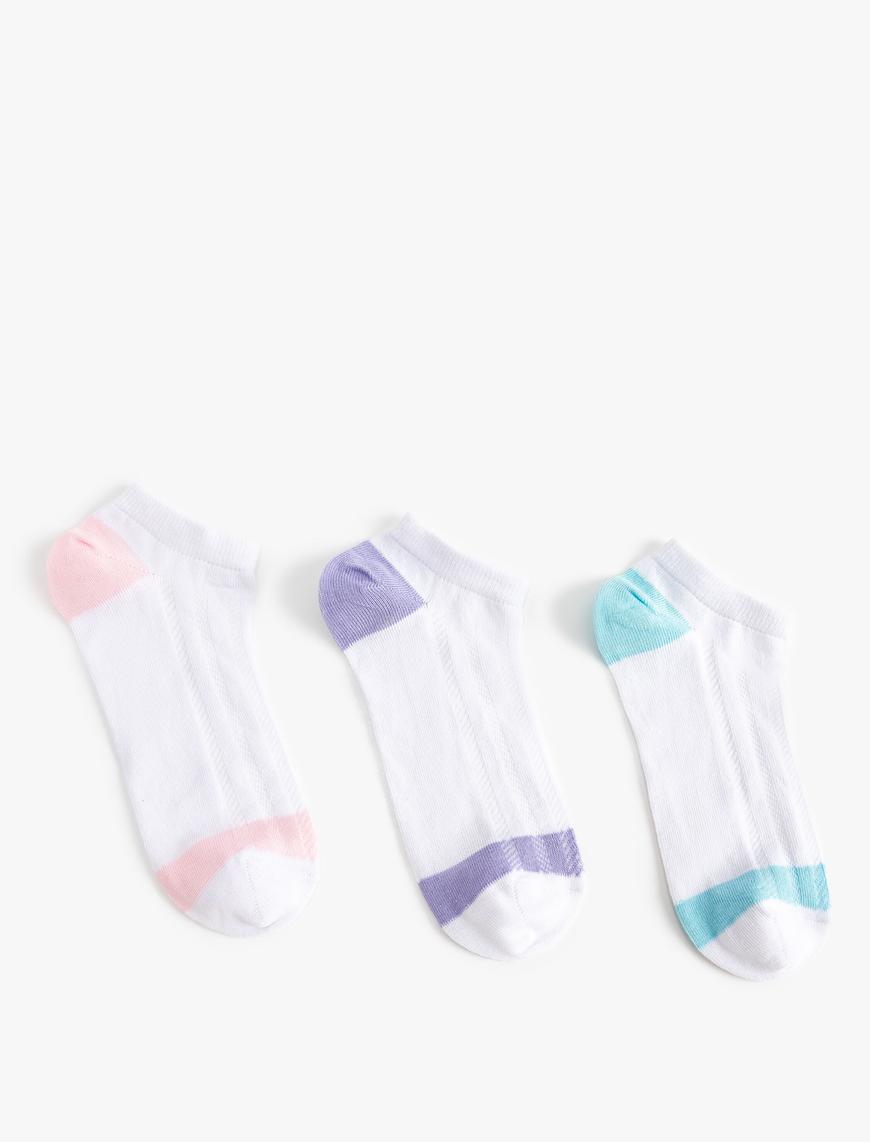  Kadın 3'lü Patik Çorap Seti Çok Renkli
