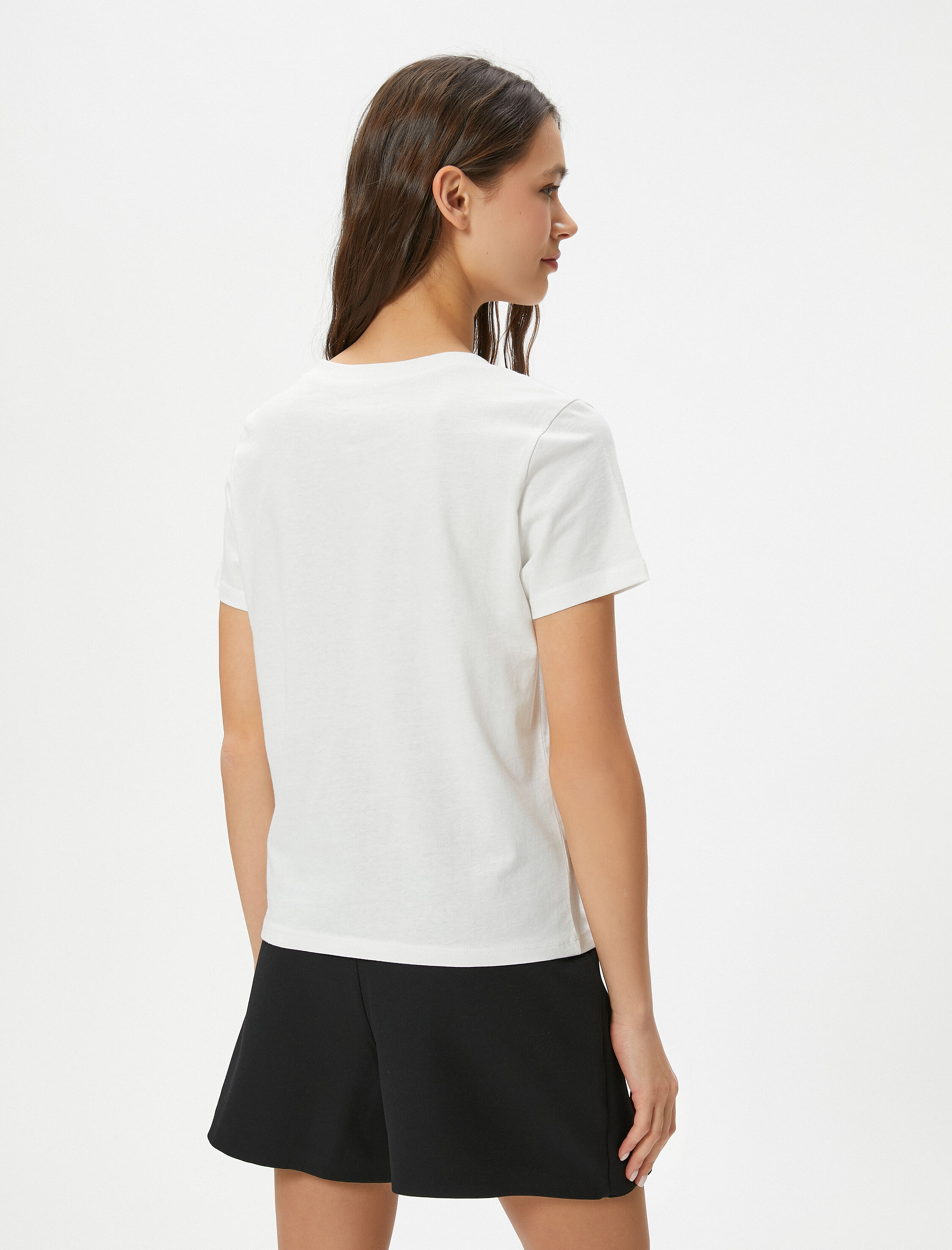   Baskılı Tişört Kısa Kollu Bisiklet Yaka Pamuklu