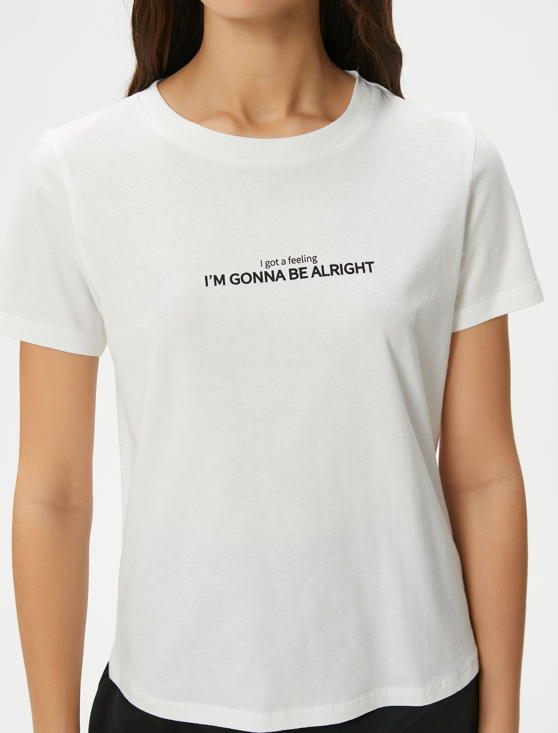   Baskılı Tişört Kısa Kollu Bisiklet Yaka Pamuklu