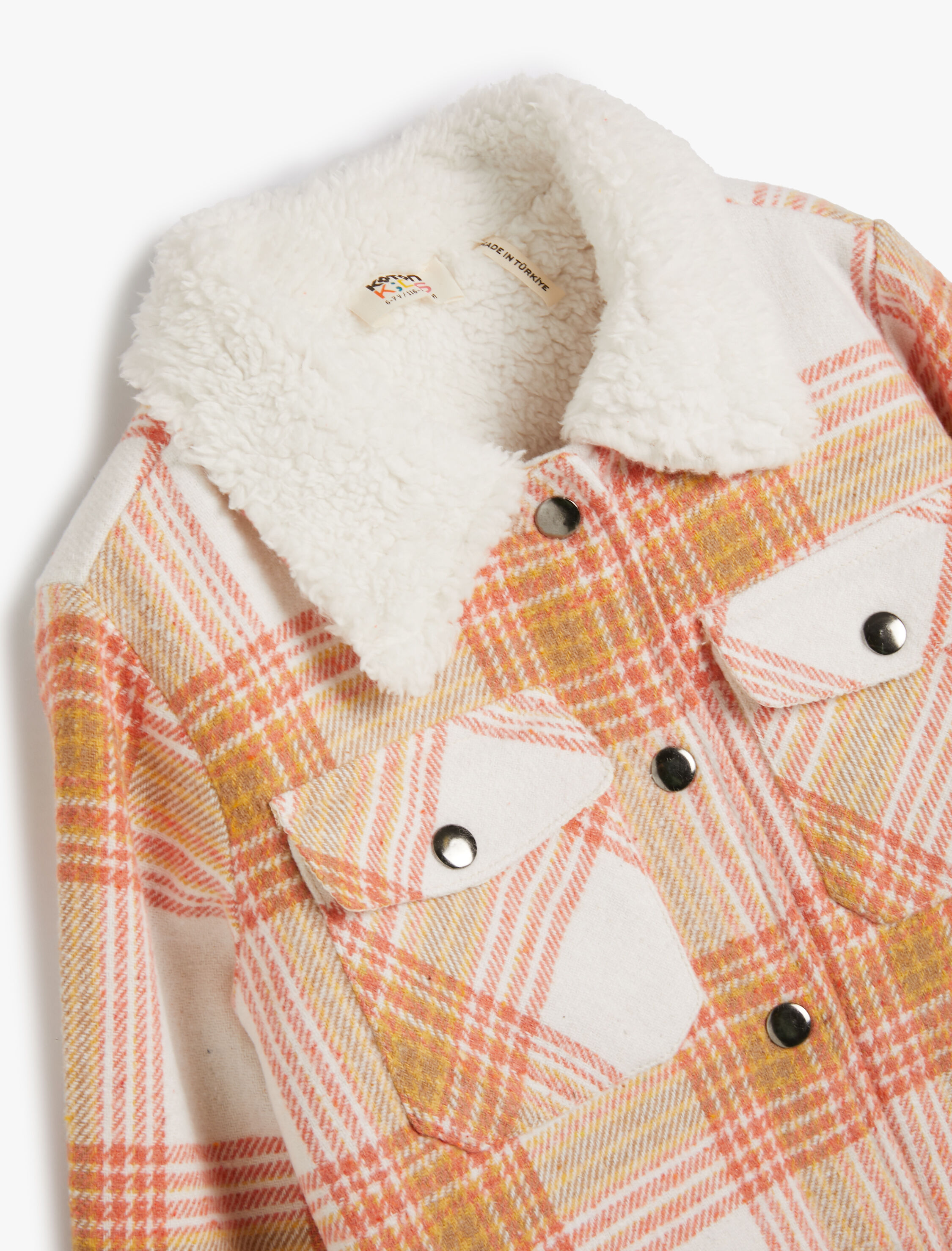  Kız Çocuk Oduncu Gömlek Ceket Peluş Astarlı Uzun Kollu Cepli