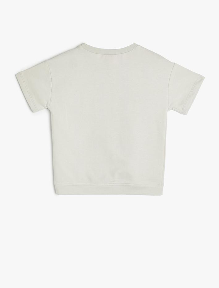 Erkek Bebek Tişört Slogan Baskılı Kısa Kollu Bisiklet Yaka Pamuklu