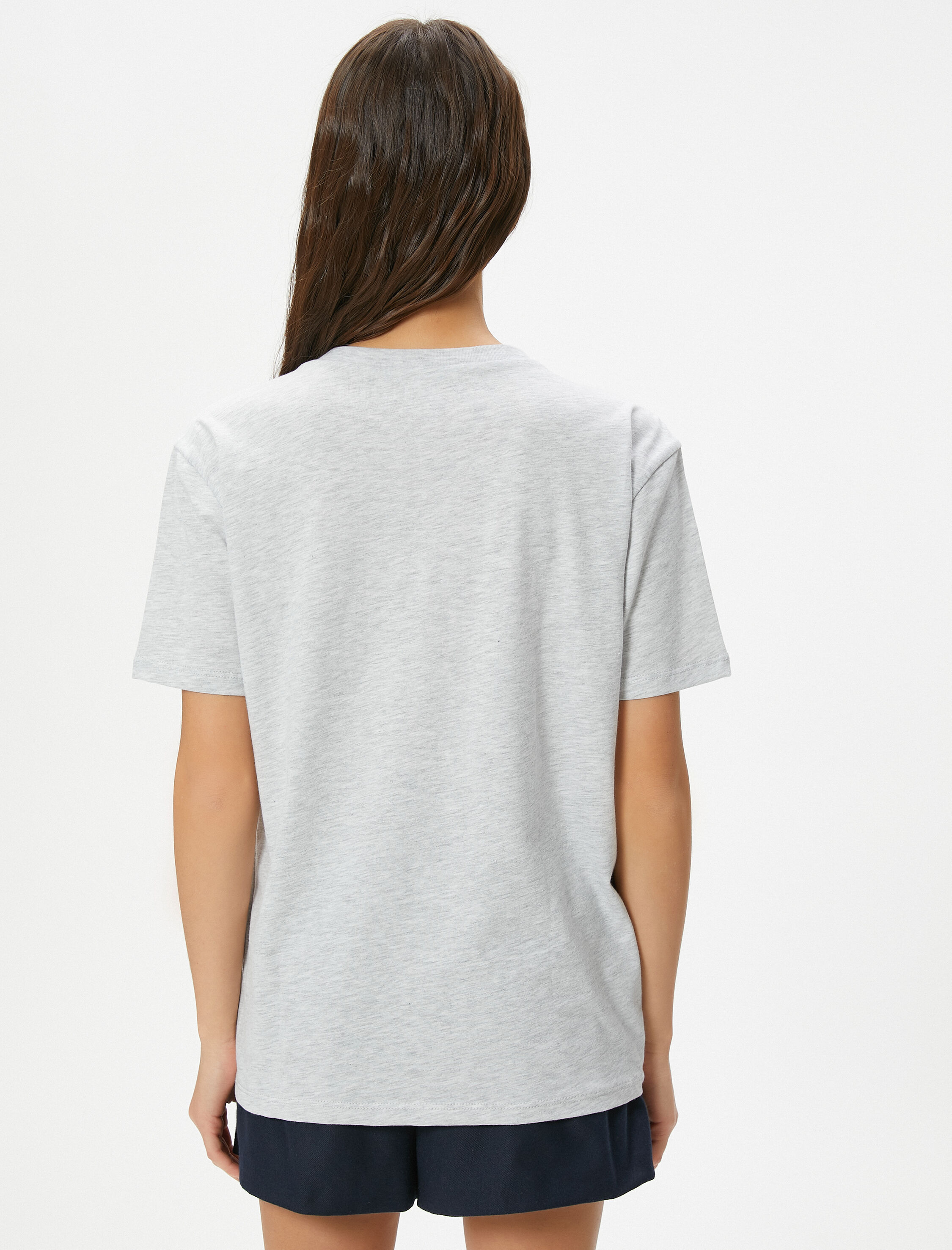 Kolej Tişört Baskılı Kısa Kollu Bisiklet Yaka Pamuklu