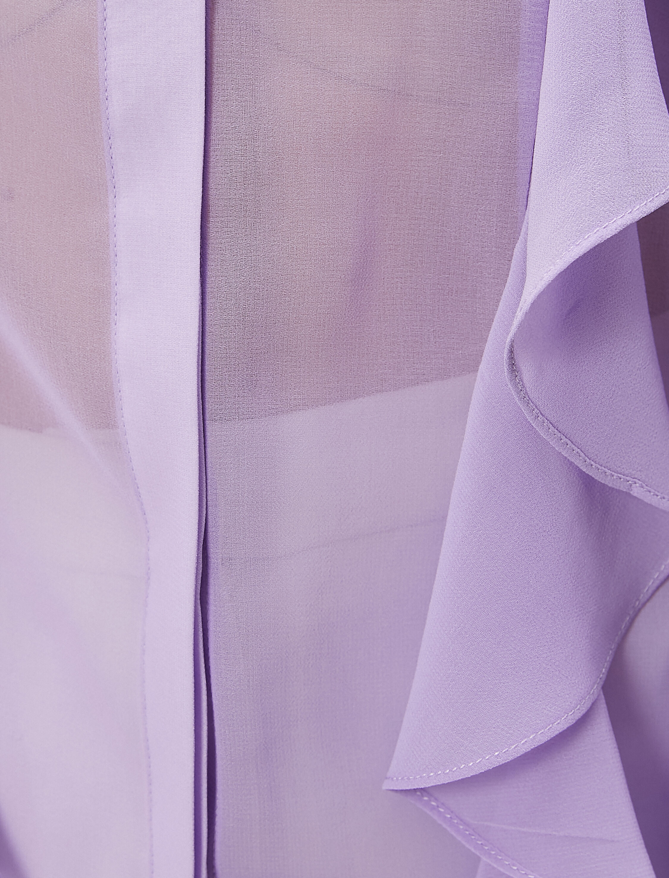   Şifon Gömlek Transparan Uzun Kollu Fırfırlı Düğmeli