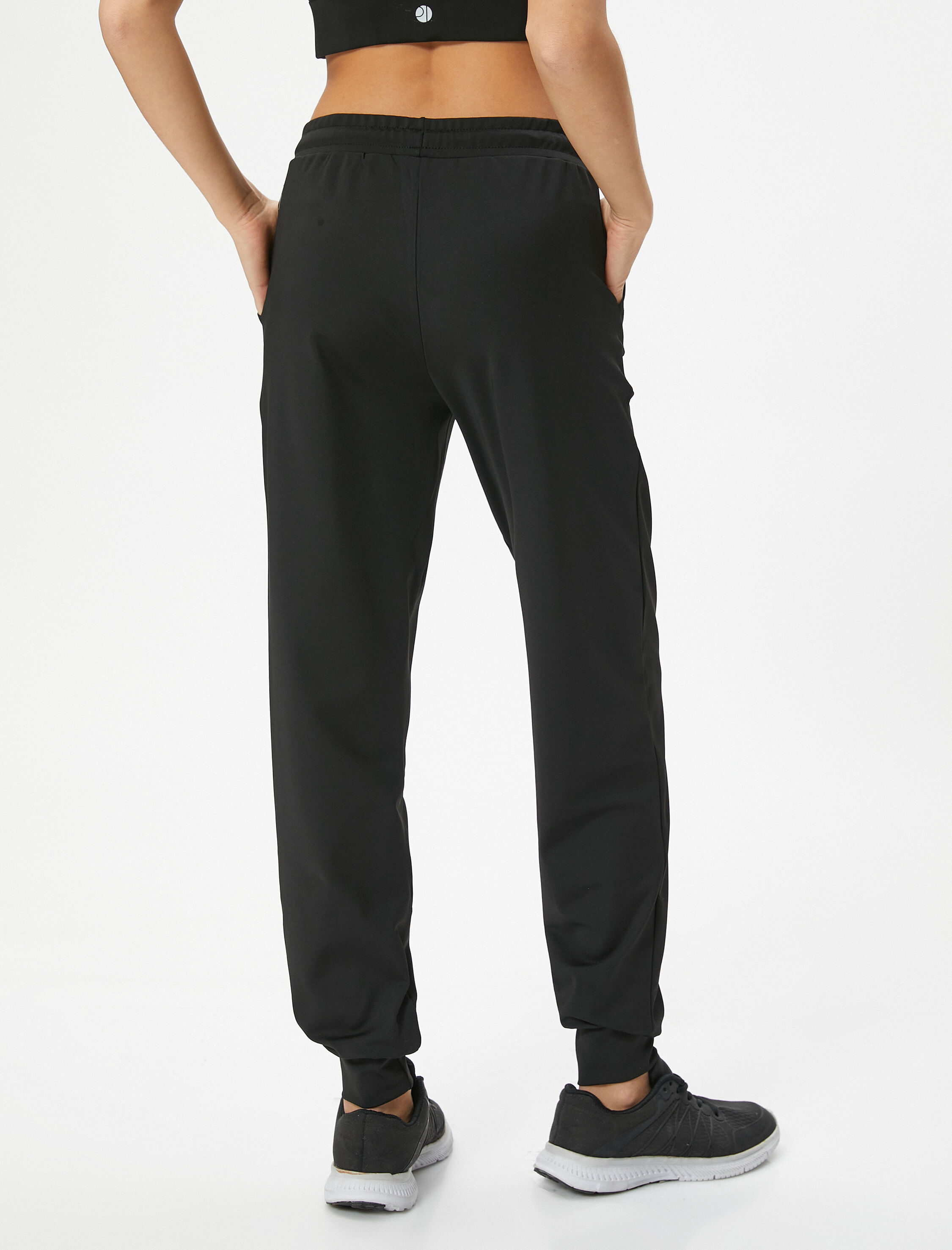   Spor Jogger Eşofman Altı Rahat Kalıp Yüksek Bel Beli Bağlamalı Cepli