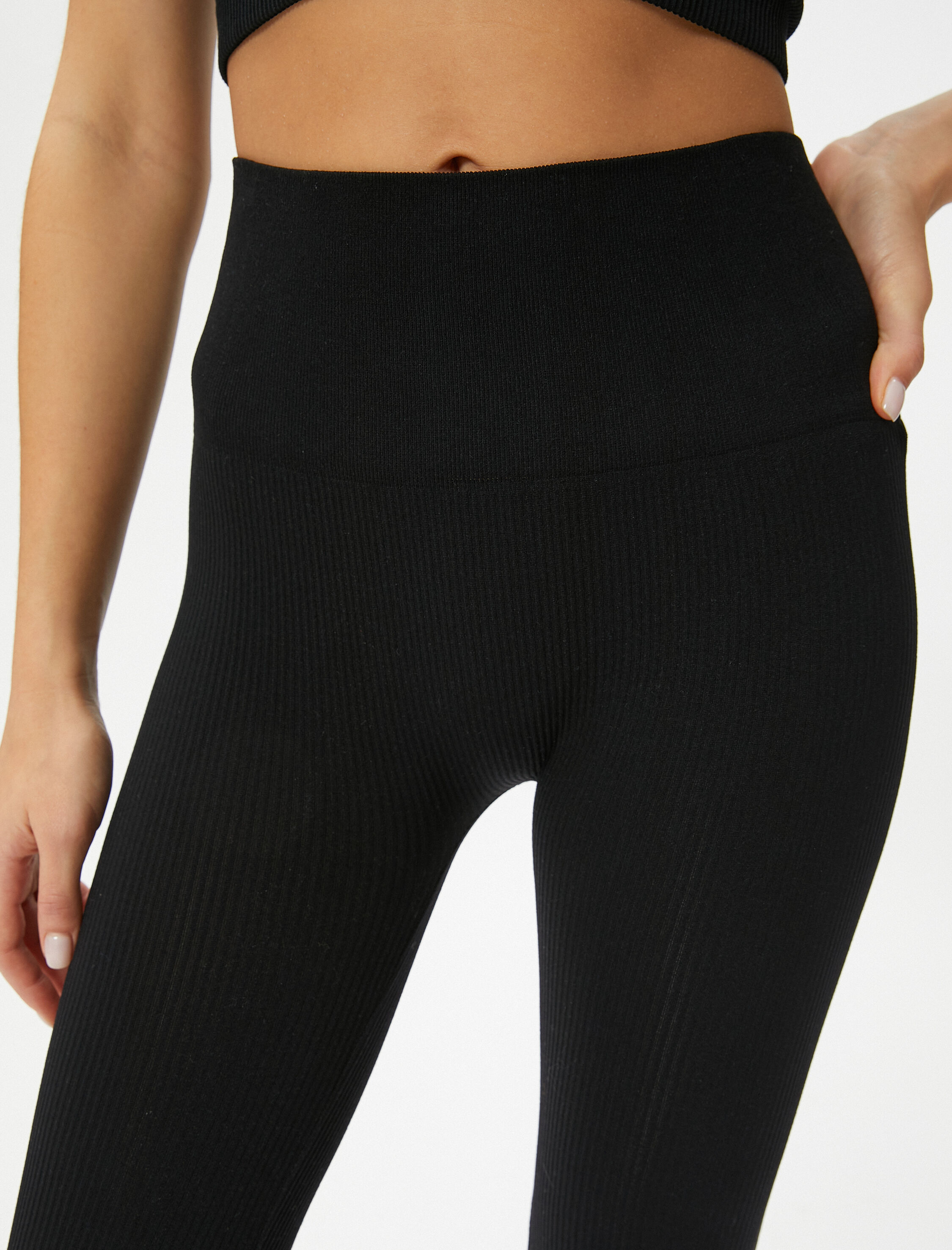   Spor Fitilli Tayt Yüksek Bel Slim Fit