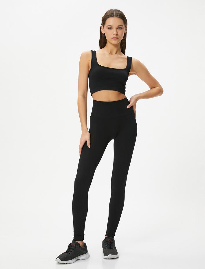  Spor Fitilli Tayt Yüksek Bel Slim Fit