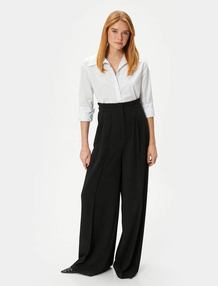  Crop Poplin Gömlek Uzun Kollu Manşet Yaka Pamuklu