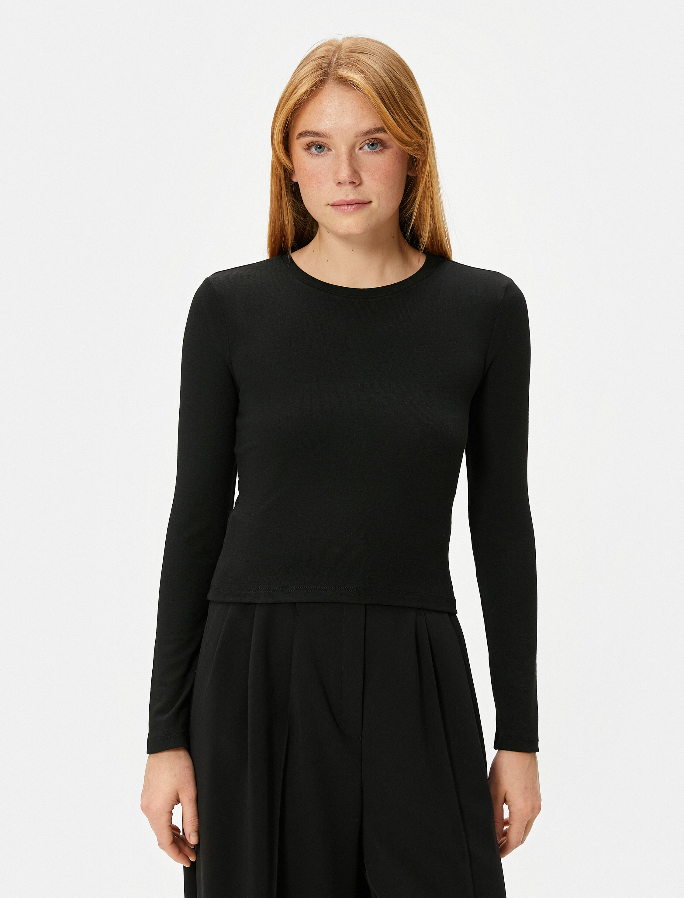   Uzun Kollu Tişört Bisiklet Yaka Standart Kesim