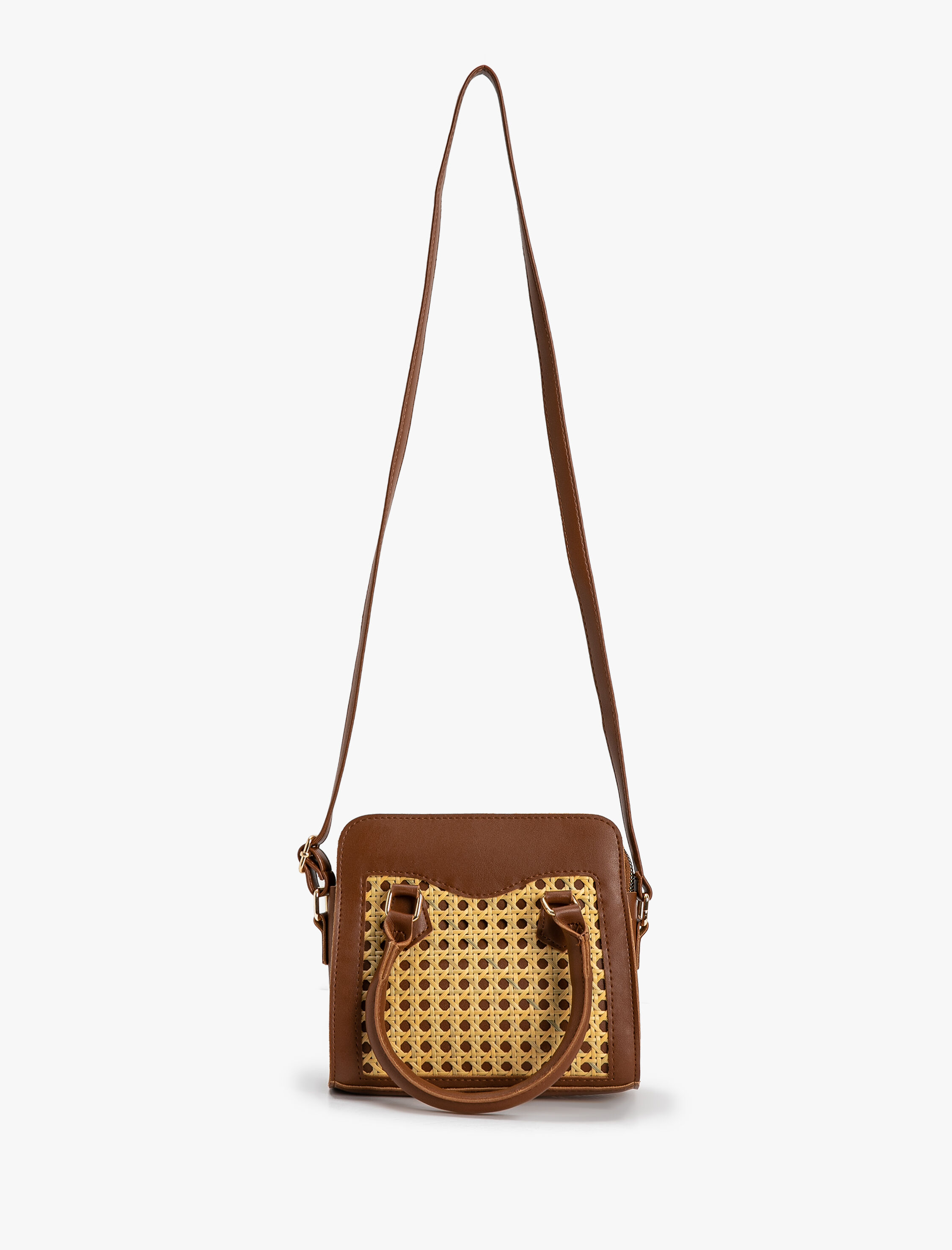  Kadın Çapraz Çanta Suni Deri Hasır Çanta Askılı