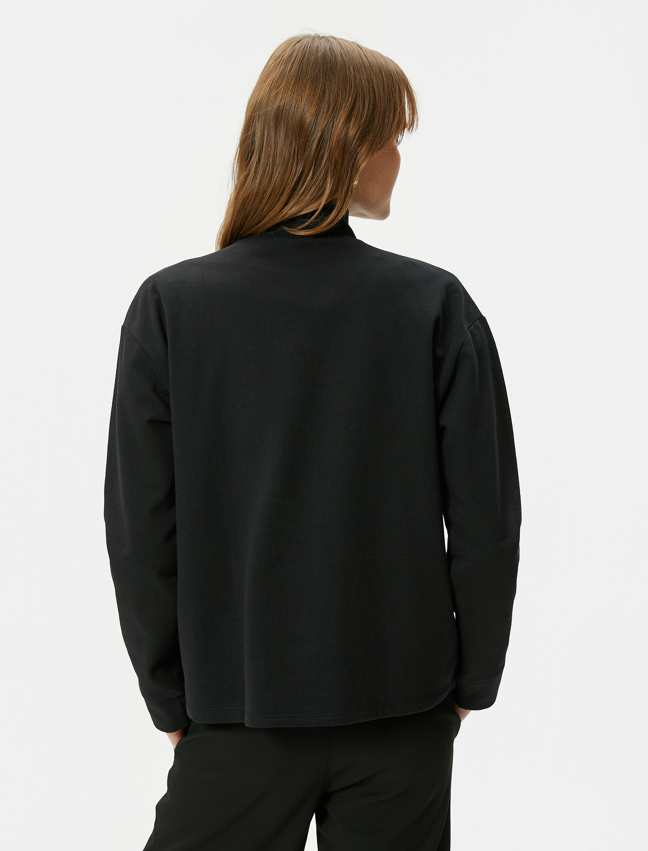   Yarım Fermuarlı Sweatshirt Dik Yaka Uzun Kollu