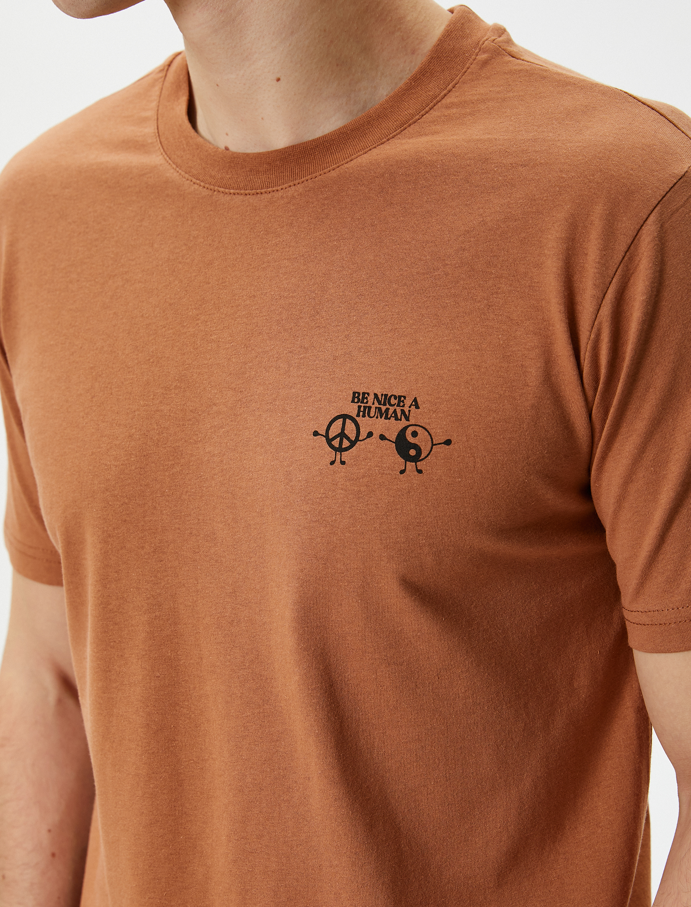   Slogan Baskılı Tişört Slim Fit Bisiklet Yaka Kısa Kollu Pamuklu