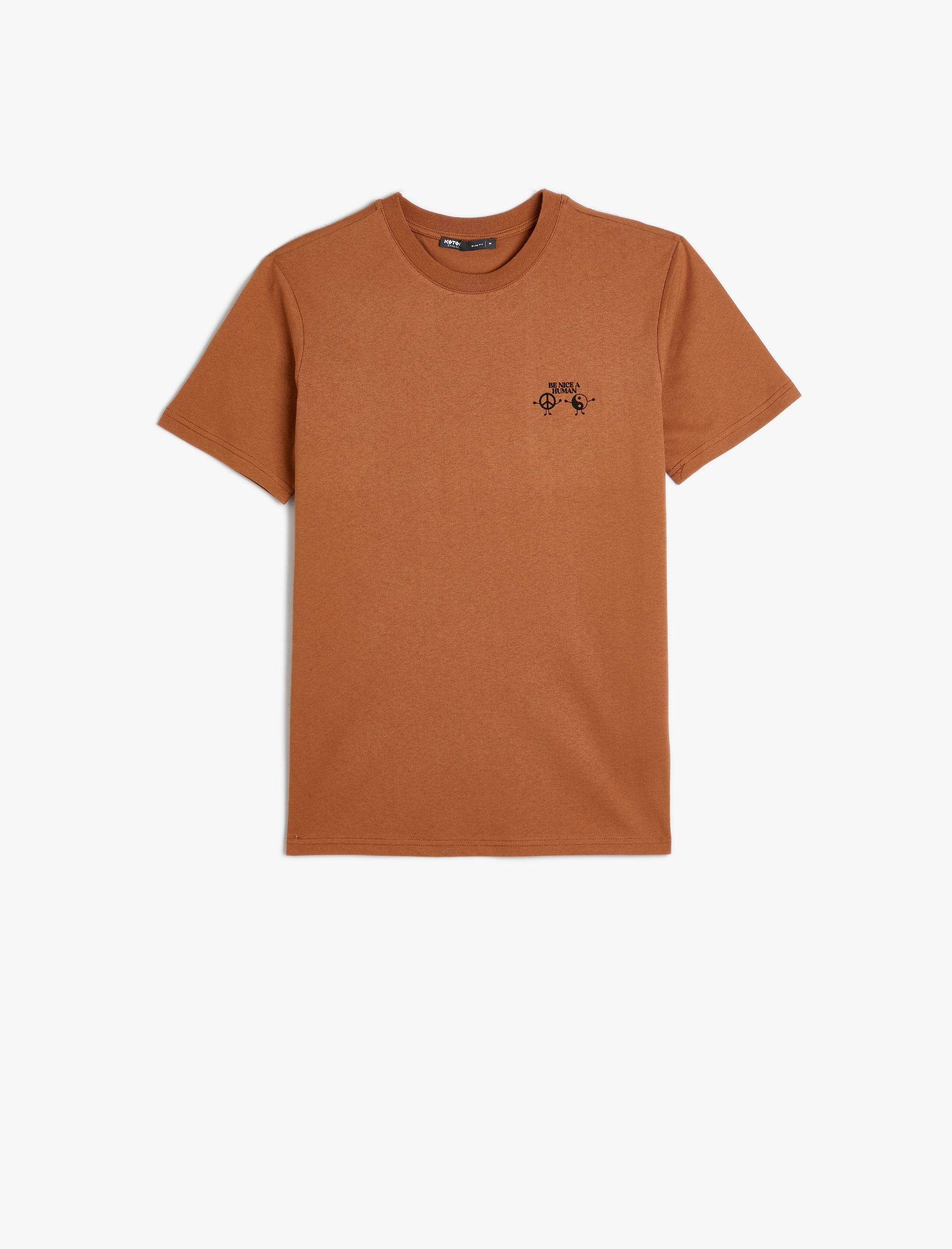   Slogan Baskılı Tişört Slim Fit Bisiklet Yaka Kısa Kollu Pamuklu