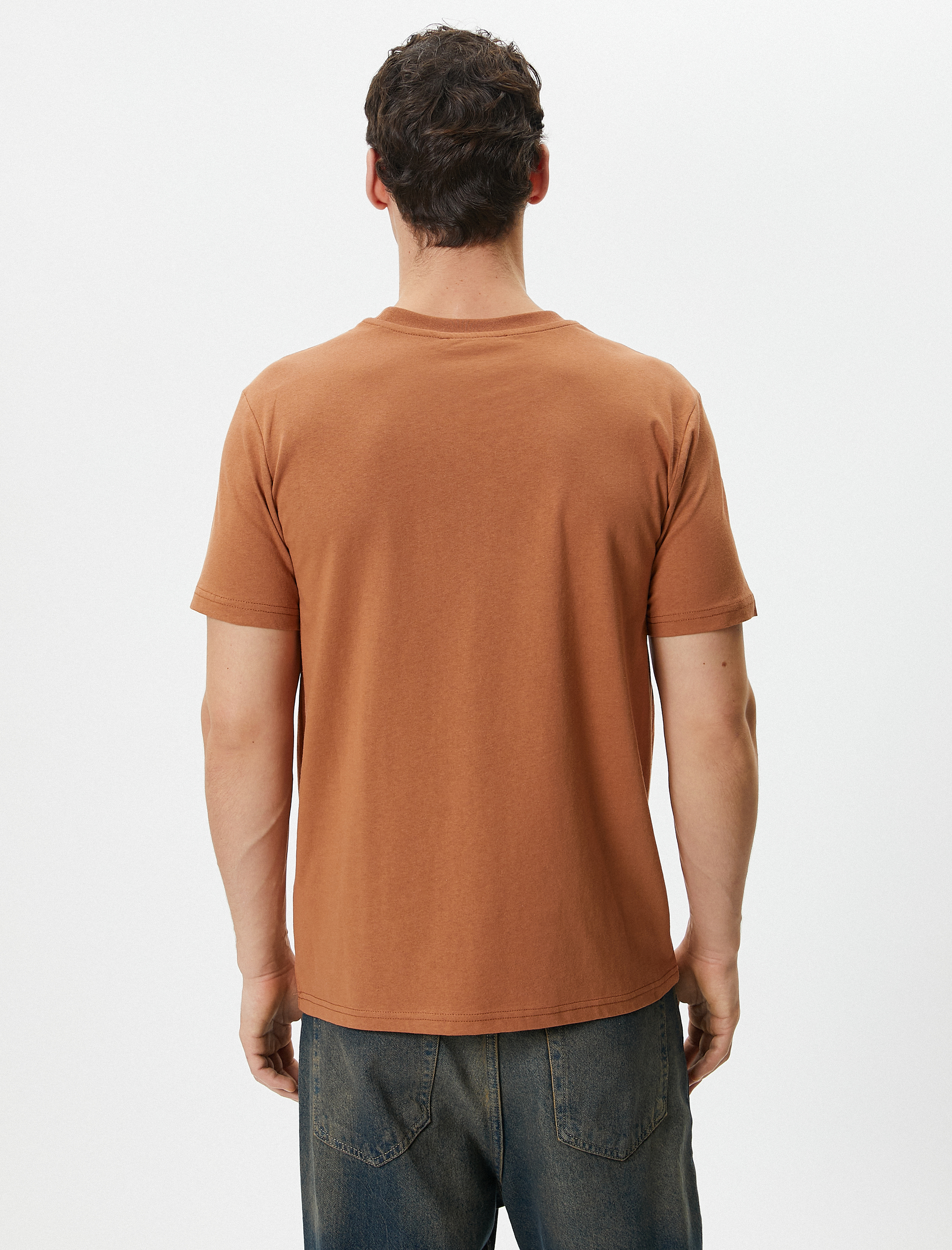   Slogan Baskılı Tişört Slim Fit Bisiklet Yaka Kısa Kollu Pamuklu