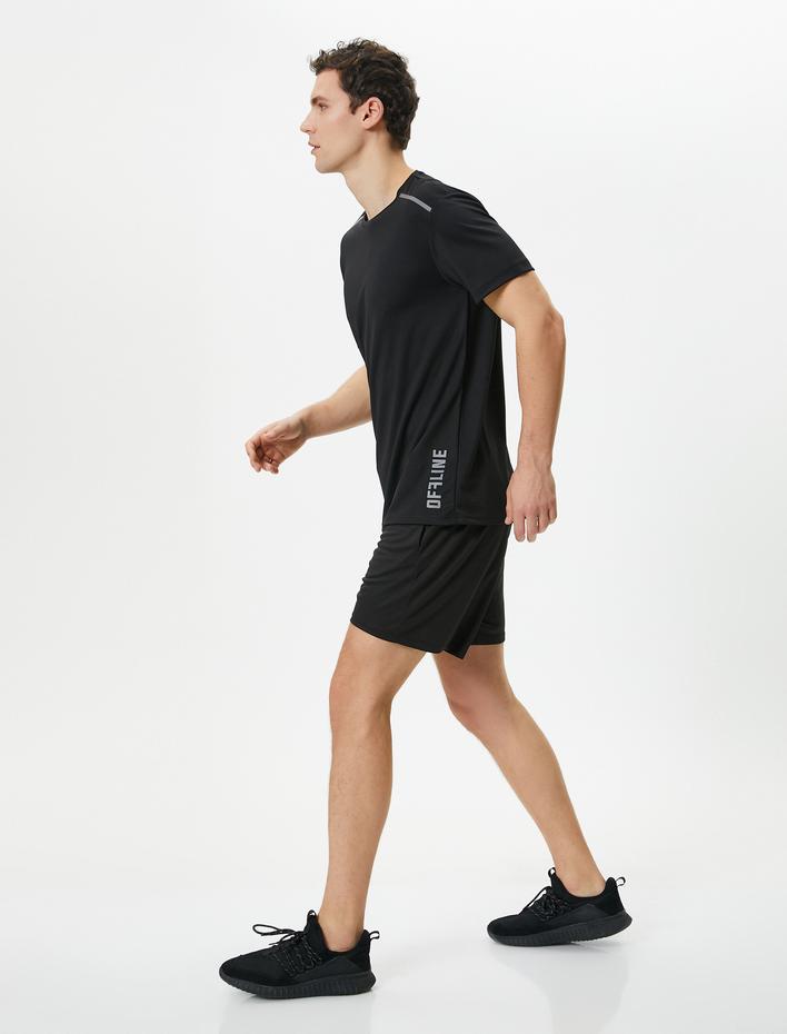  Spor Tişört Slogan Baskılı Bisiklet Yaka Kısa Kollu