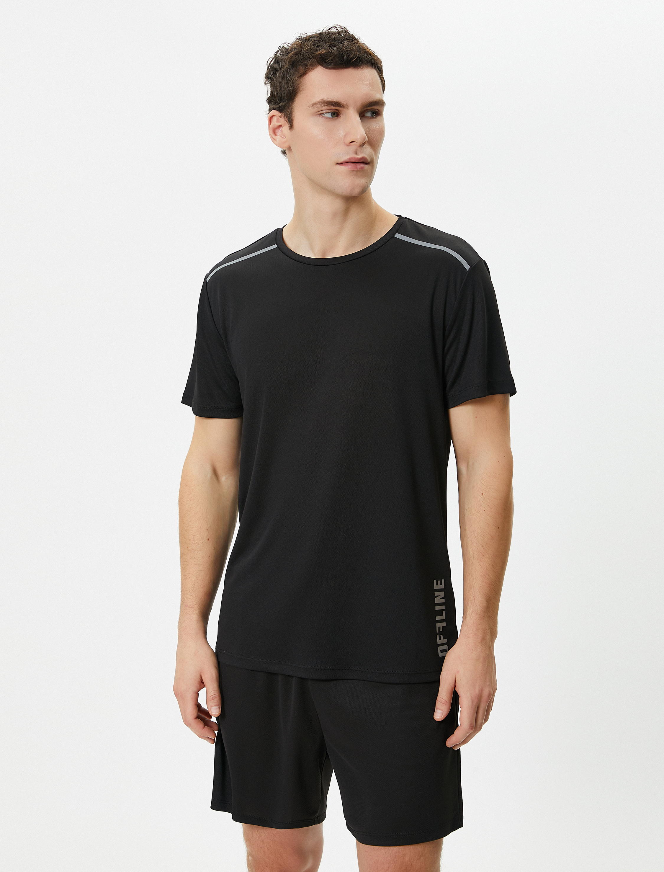   Spor Tişört Slogan Baskılı Bisiklet Yaka Kısa Kollu