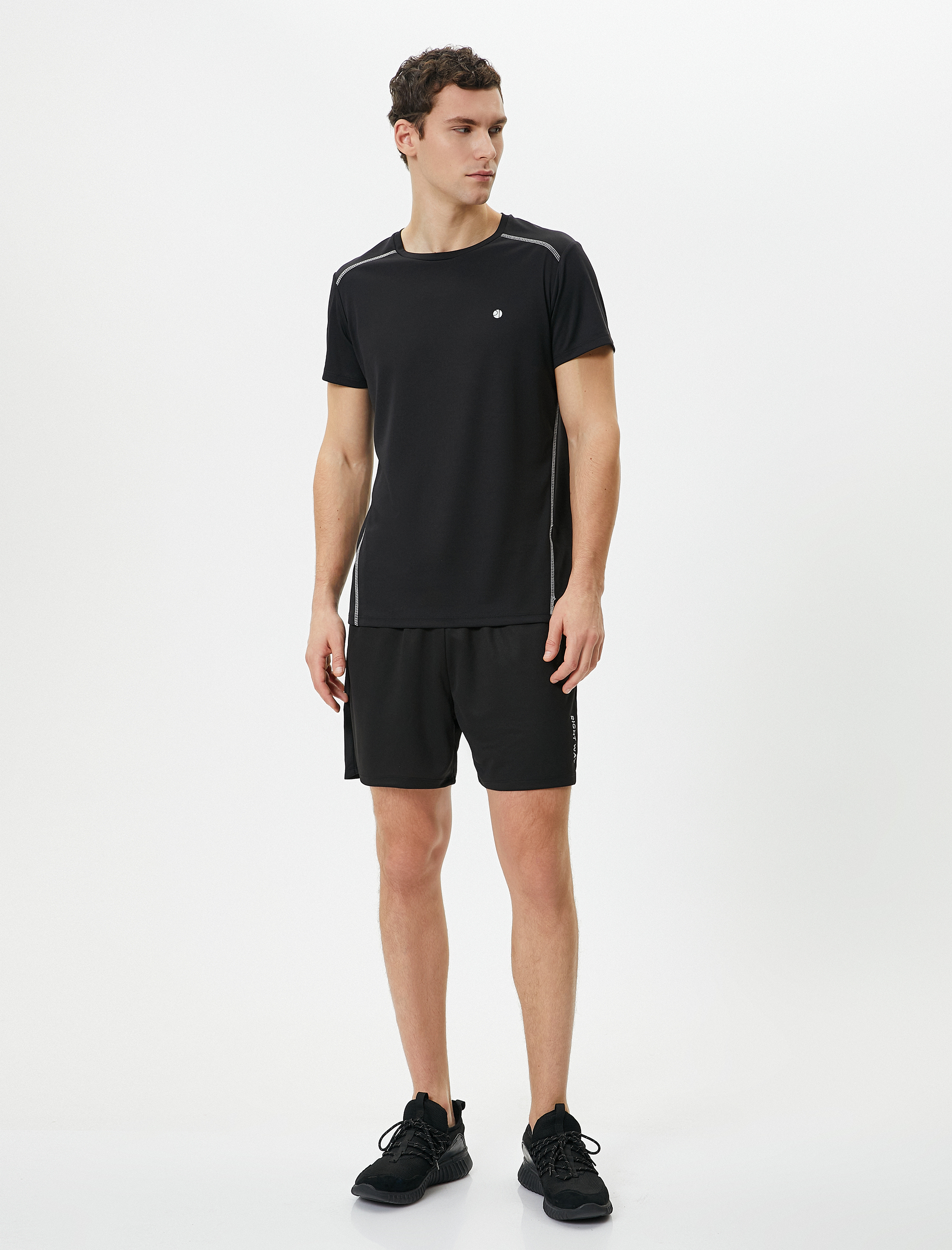   Spor Şort Beli Bağcıklı Slogan Baskılı Cepli