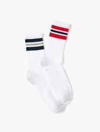 2'li Soket Çorap Seti Şerit Desenli