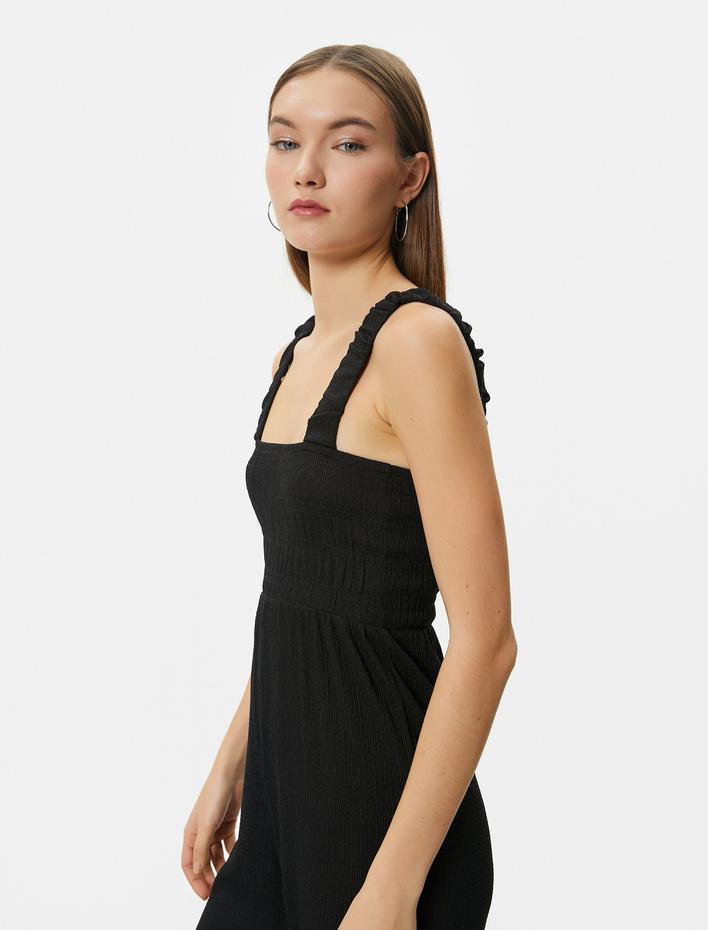  Tulum Kalın Askılı Kısa Düz Geniş Paça Kare Yaka Bürümcük