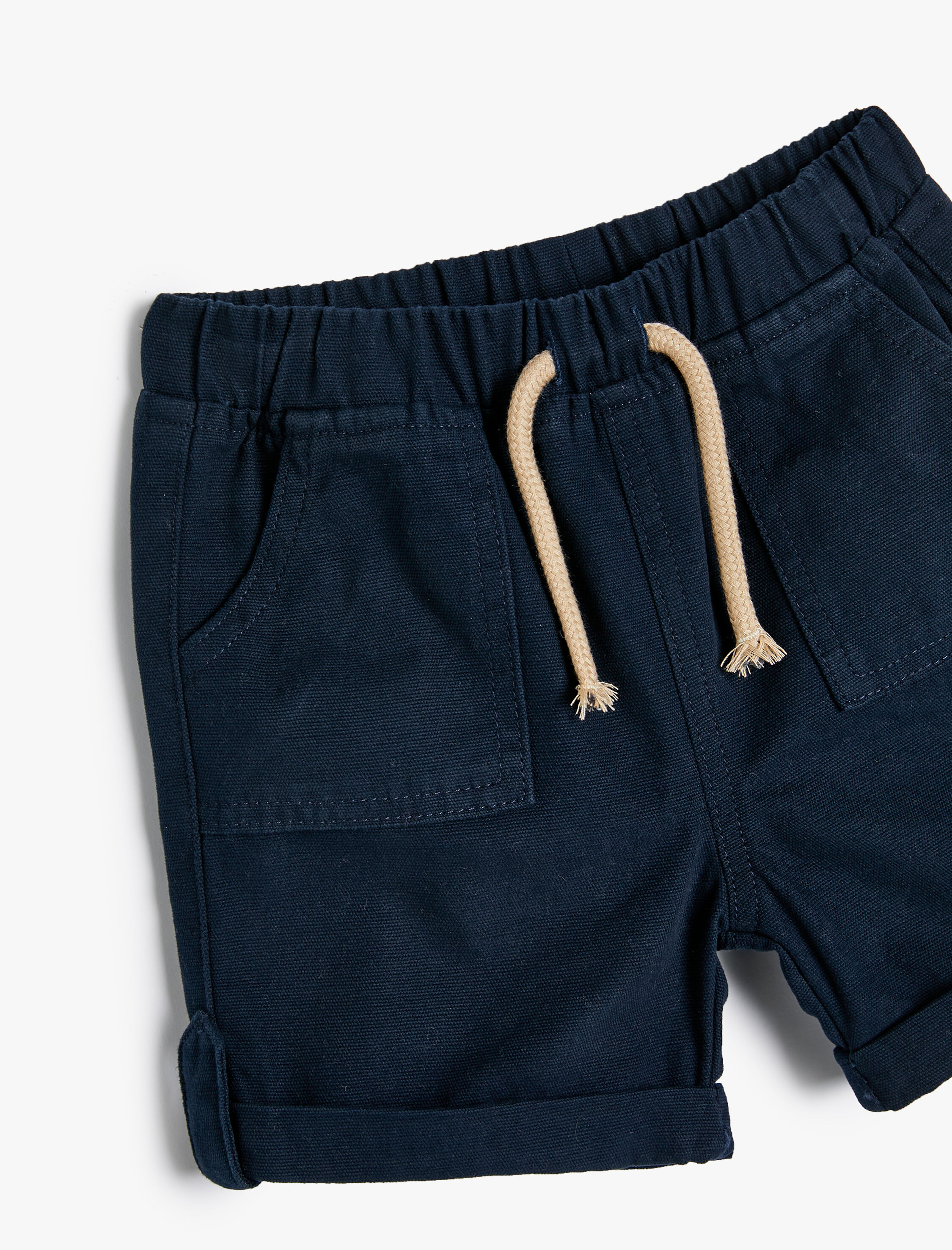  Erkek Bebek Basic Şort Beli Bağlamalı Cepli Pamuklu