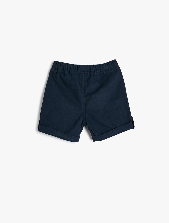 Erkek Bebek Basic Şort Beli Bağlamalı Cepli Pamuklu