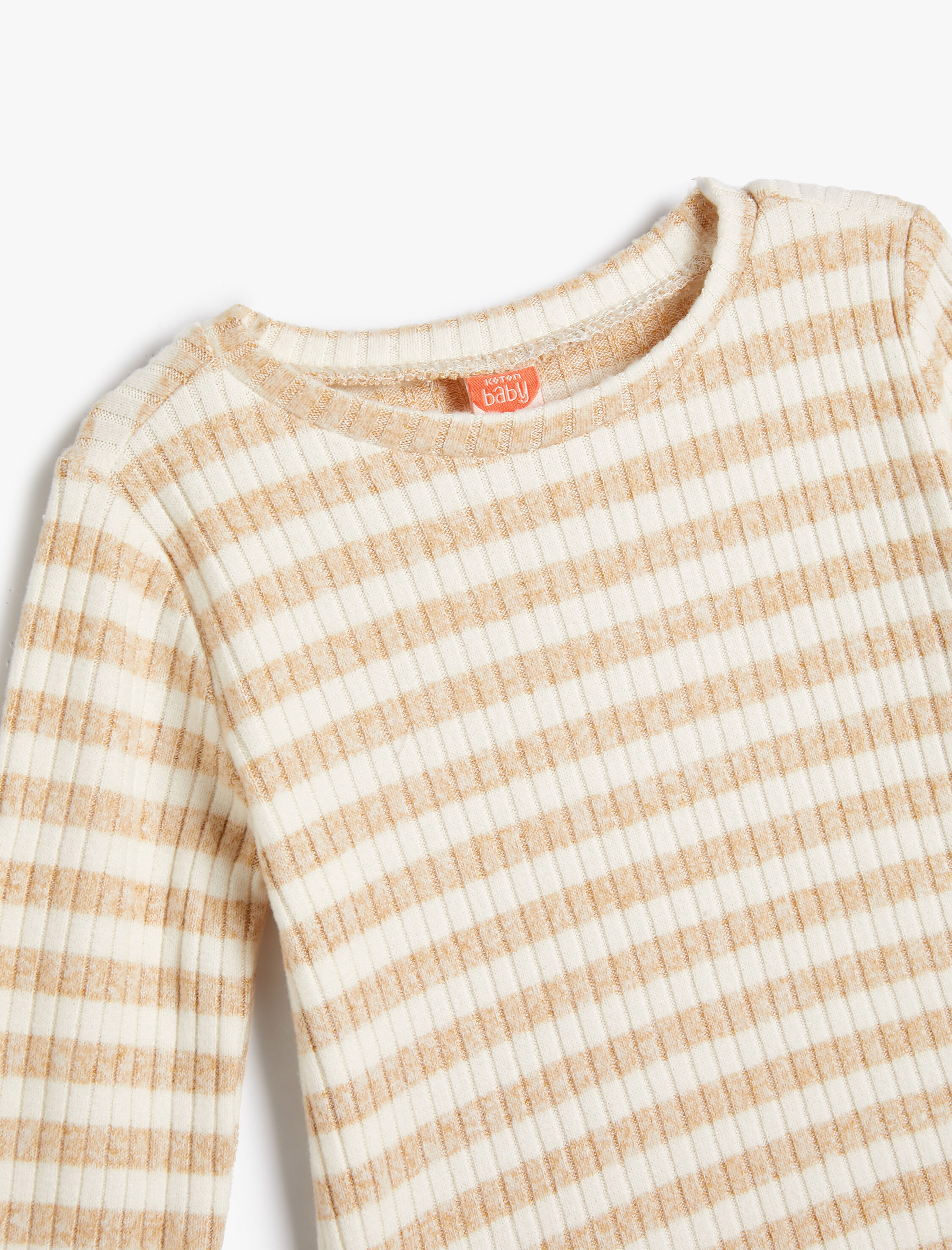  Kız Bebek Viskoz Tişört Uzun Kollu Bisiklet Yaka Ribanalı