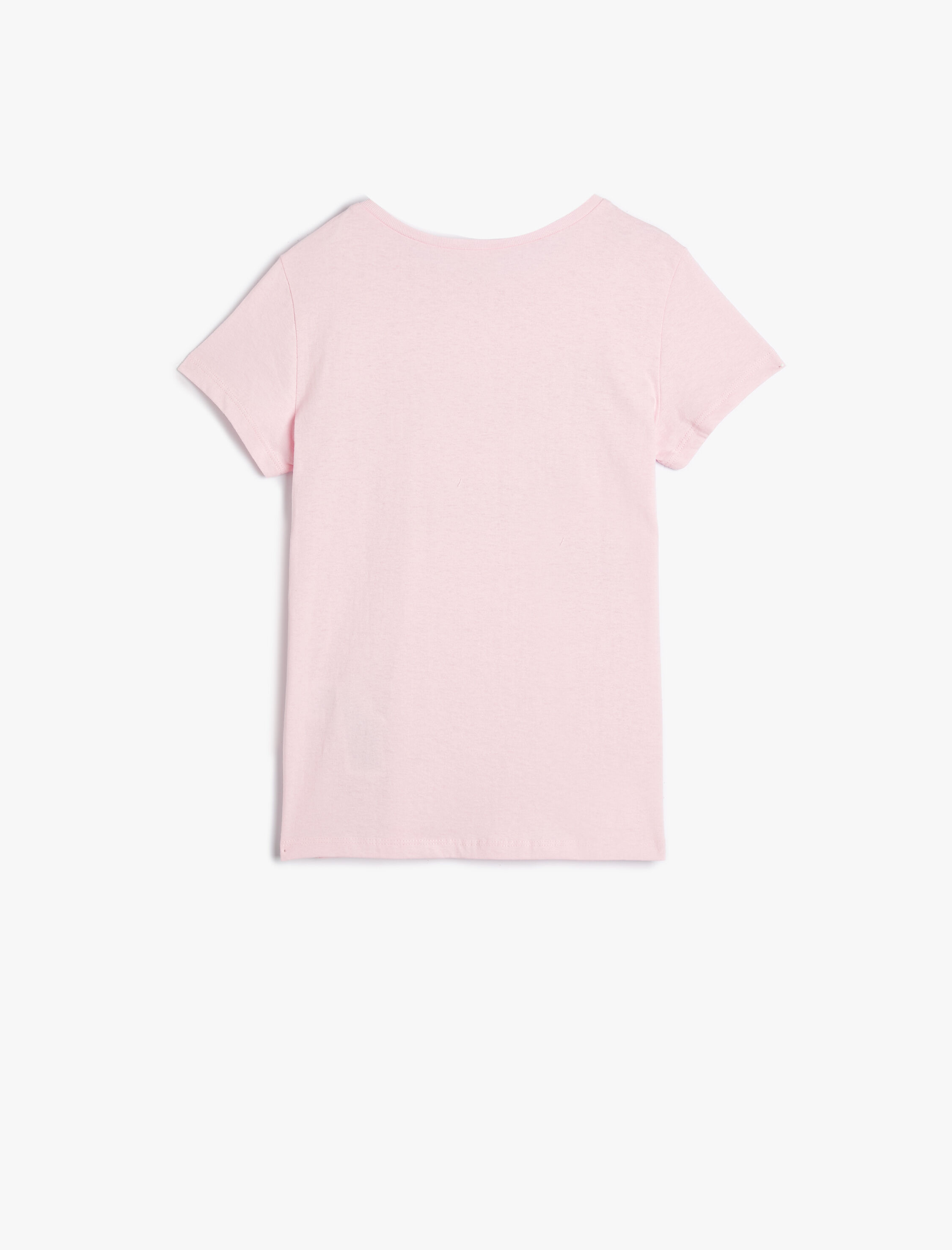  Kız Çocuk Tişört Sim Baskı Detaylı Kısa Kollu Bisiklet Yaka Pamuklu