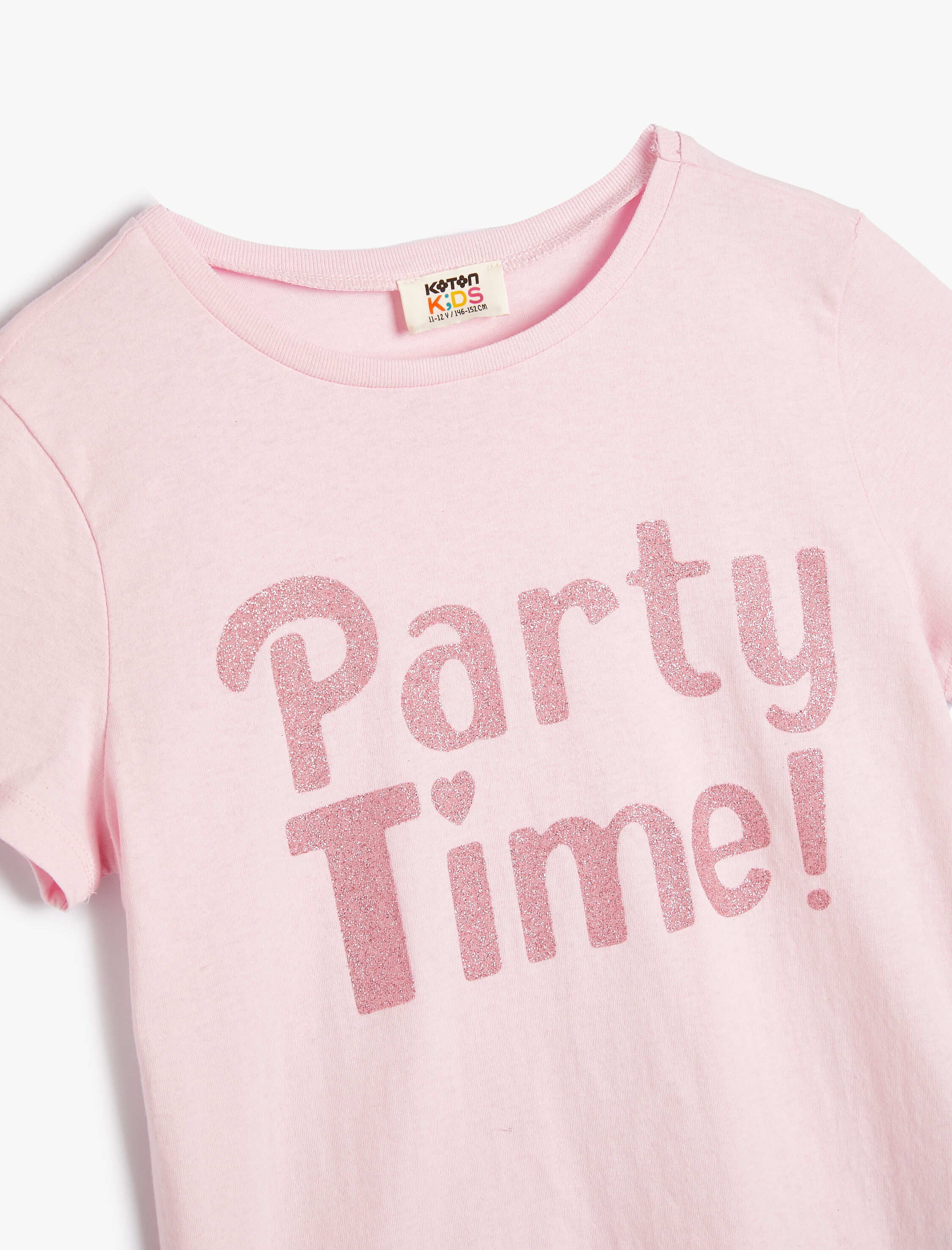  Kız Çocuk Tişört Sim Baskı Detaylı Kısa Kollu Bisiklet Yaka Pamuklu